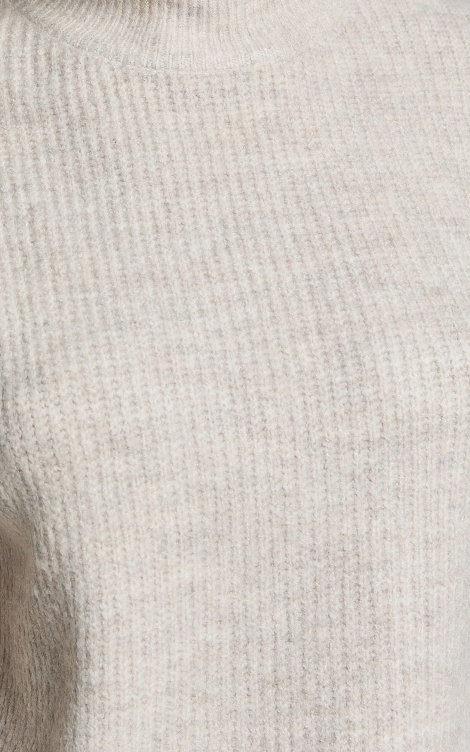 Tianna Mini Dress - Knitted Side Split Jumper Dress in Beige Marl