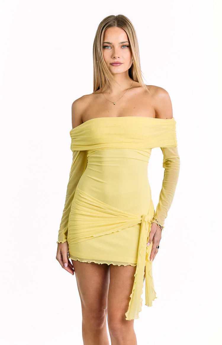 Paige Yellow Off The Shoulder Mini Dress