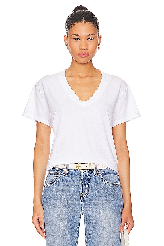 Cotton Boxy V Neck Tee