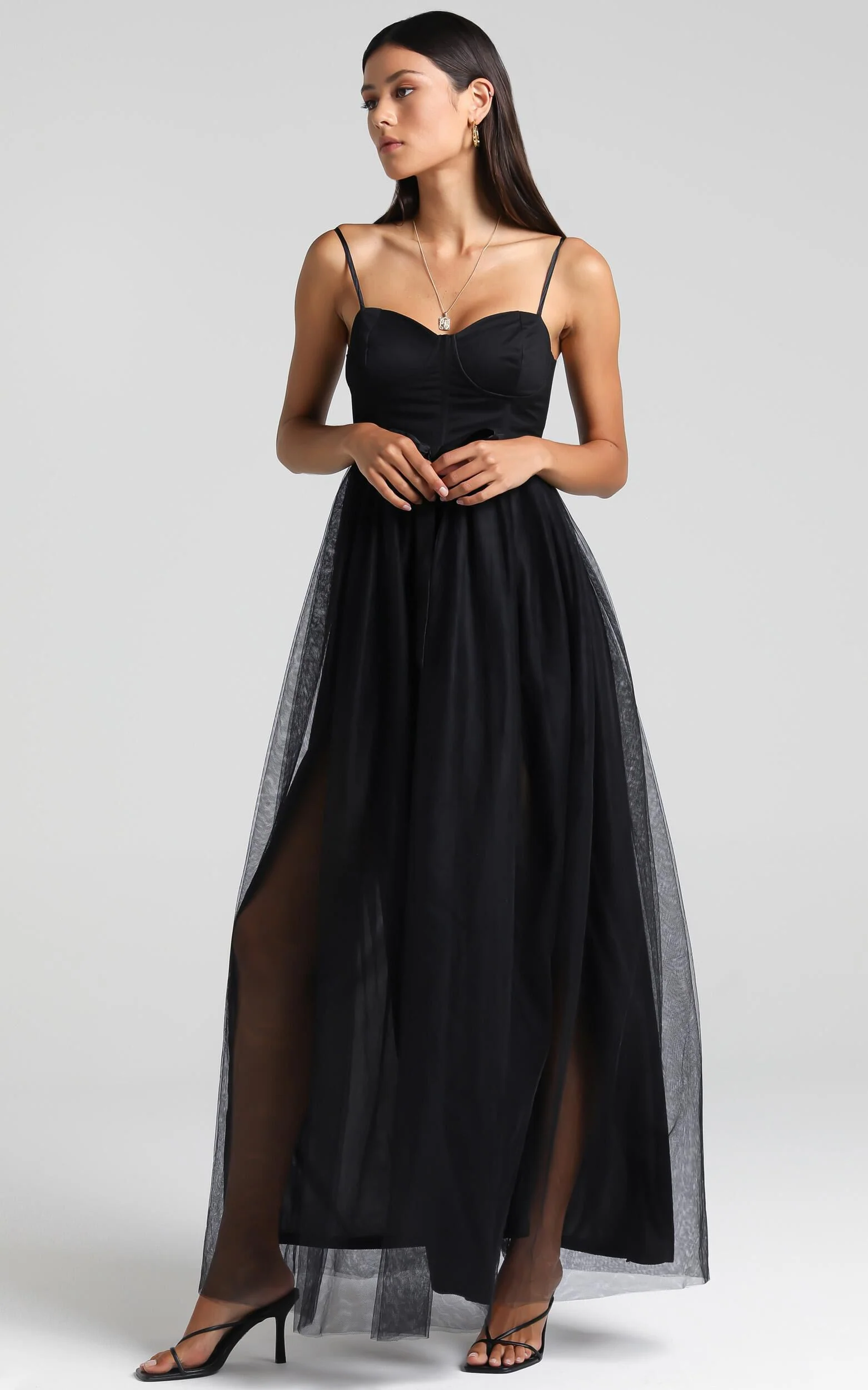 At The Altar Midi Dress - Bodice Dress in Black