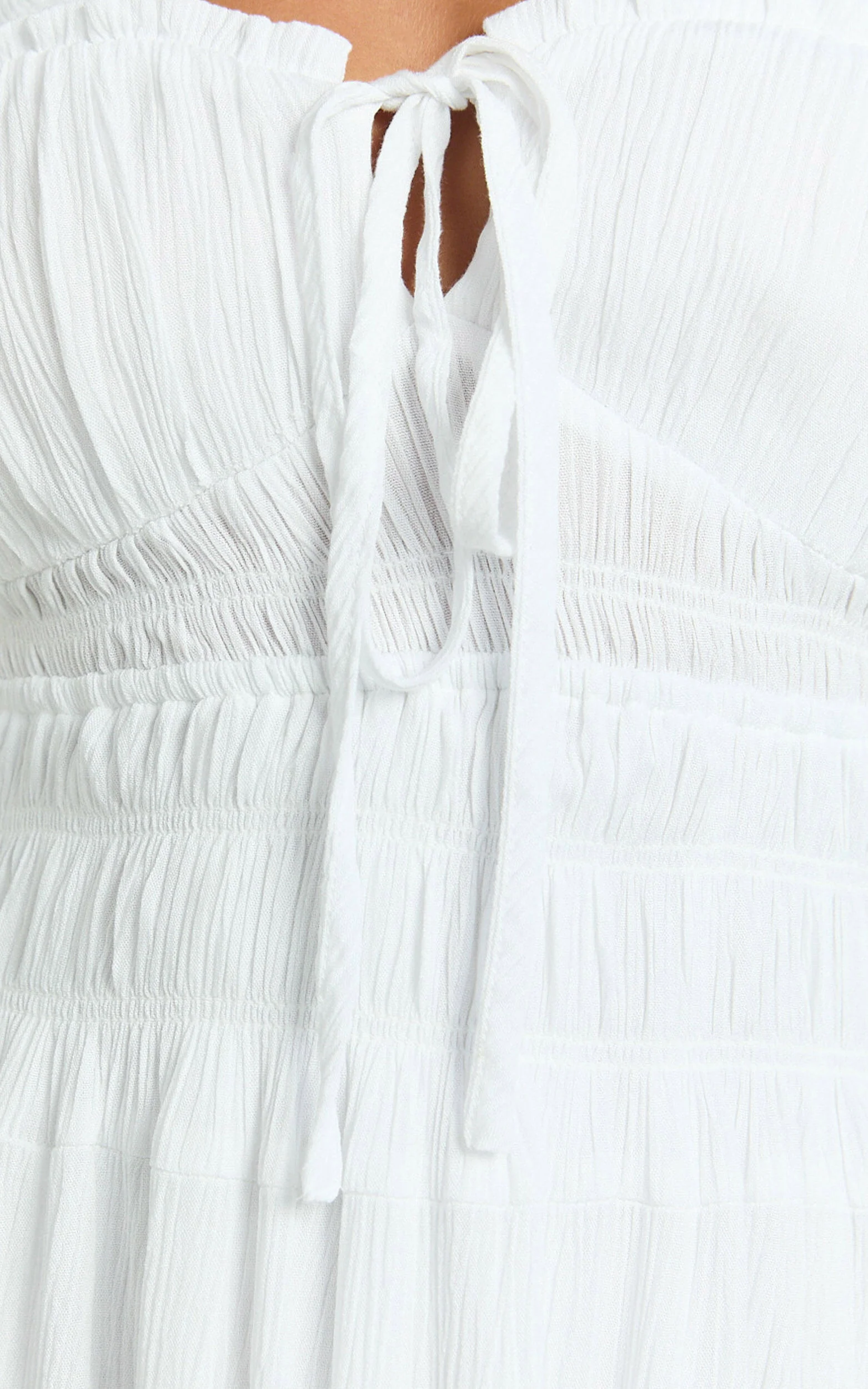 Nova Midi Dress - Open Back Ruched Dress in White