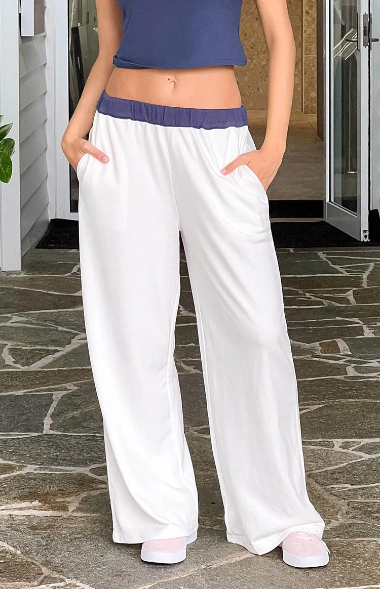 Dania Cream And Navy Contrast Track Pants