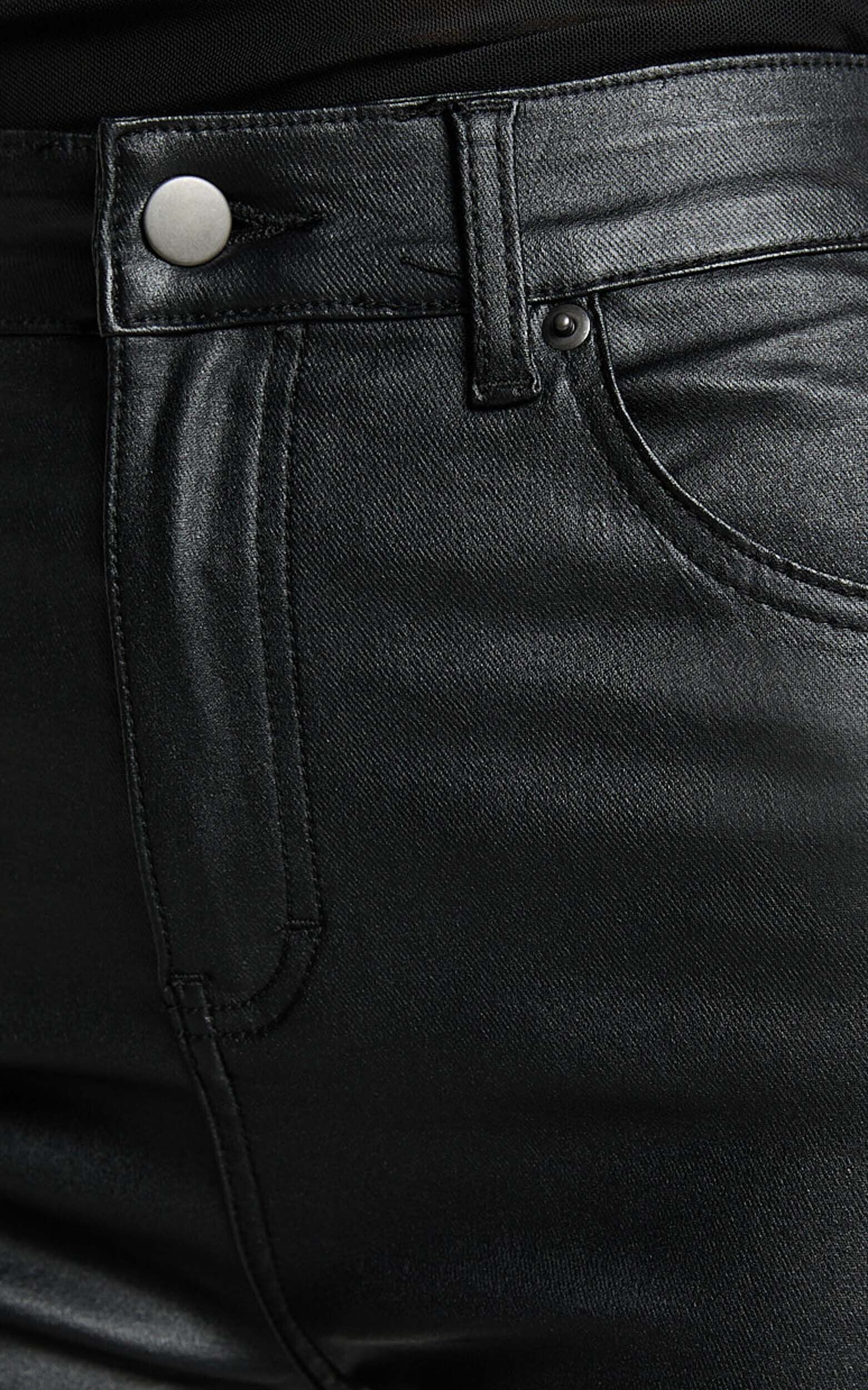 Whinnie Jeans - High Waist Skinny Coated Denim Jeans in Black