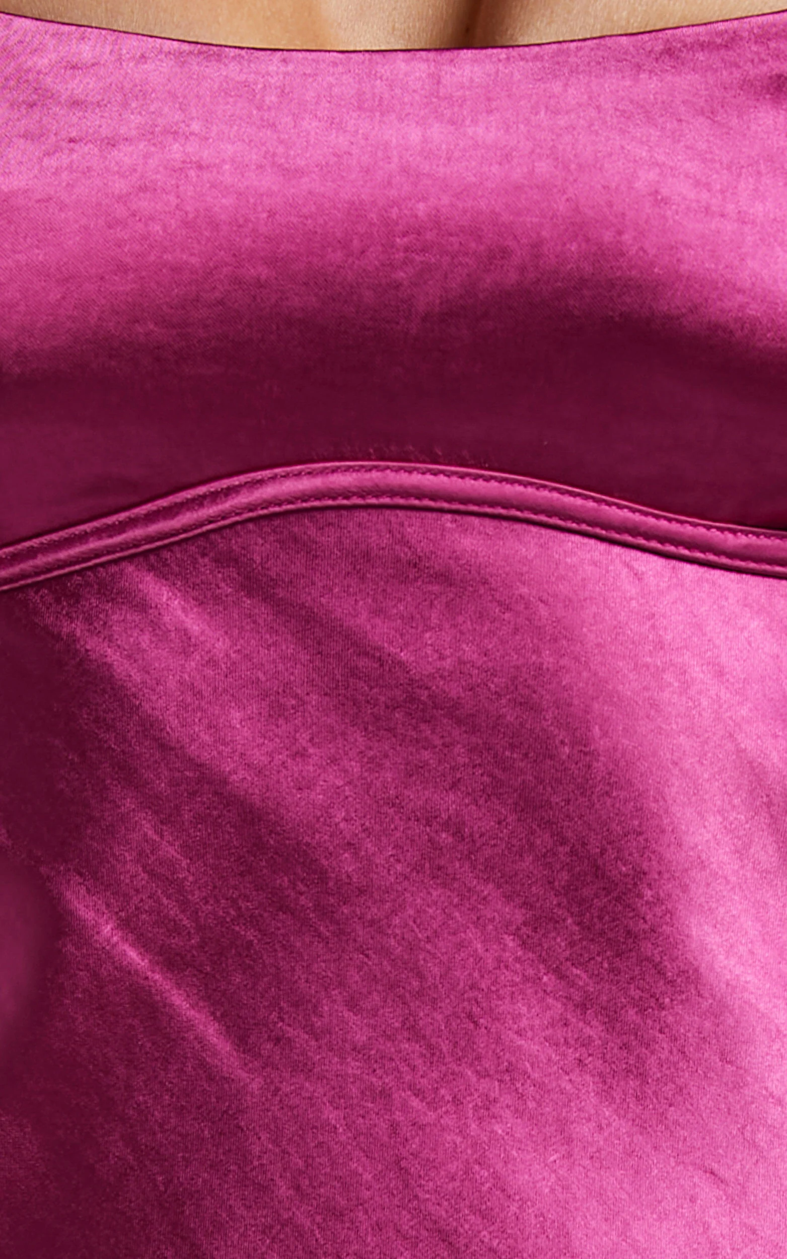 Mikaila Mini Dress - Cut Out Back Satin Slip Dress in Plum