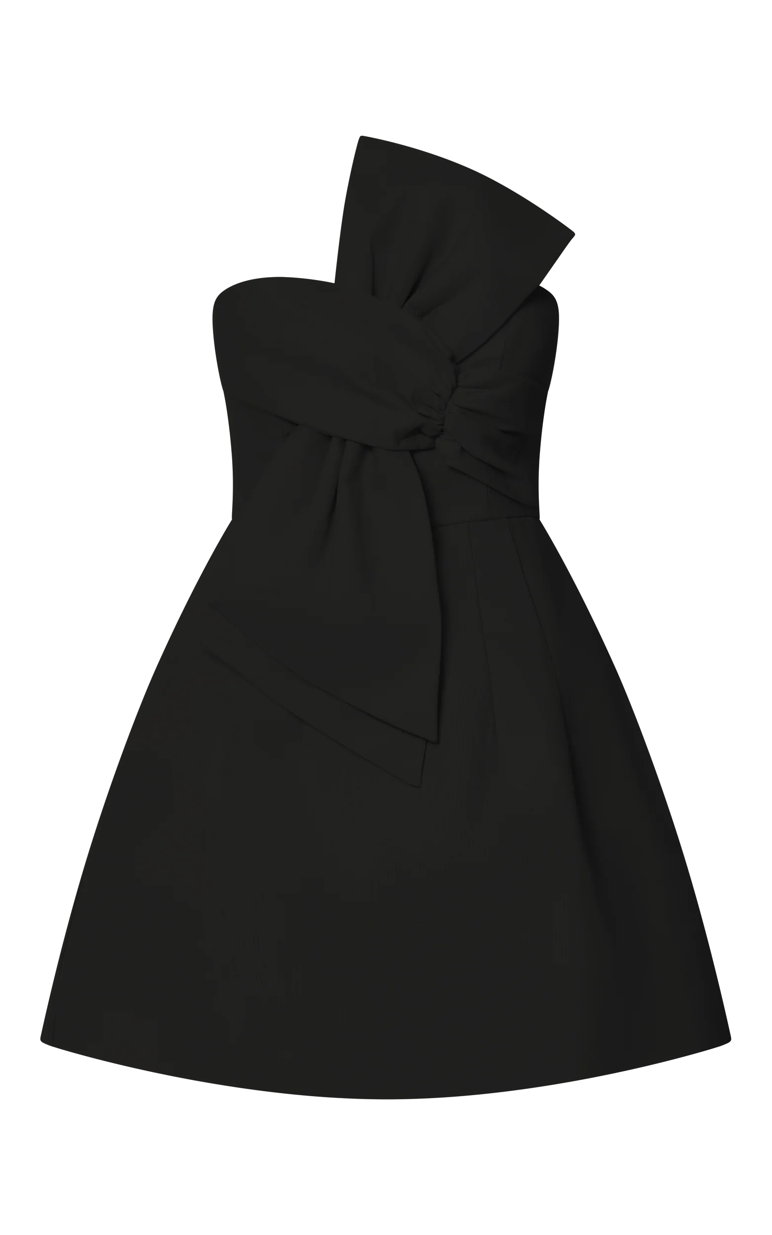 Chika Mini Dress - Linen Strapless Front Bow Dress in Black