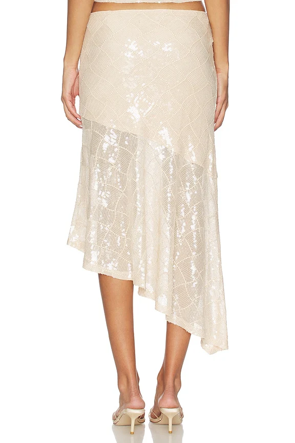 Eris Sequin Flounce Midi Skirt
