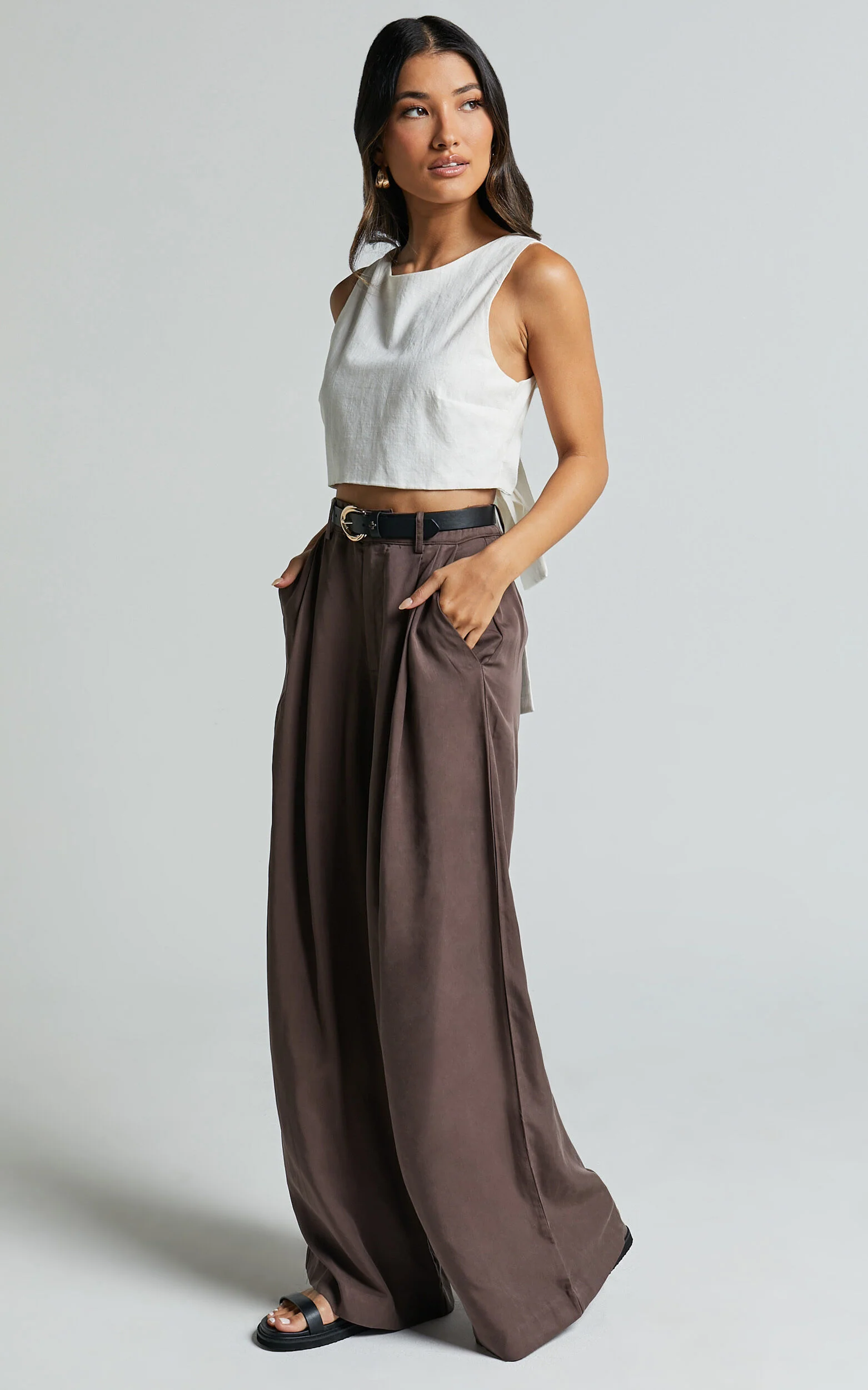 Clarke Pants - High Waist Wide Leg Pants in Slate