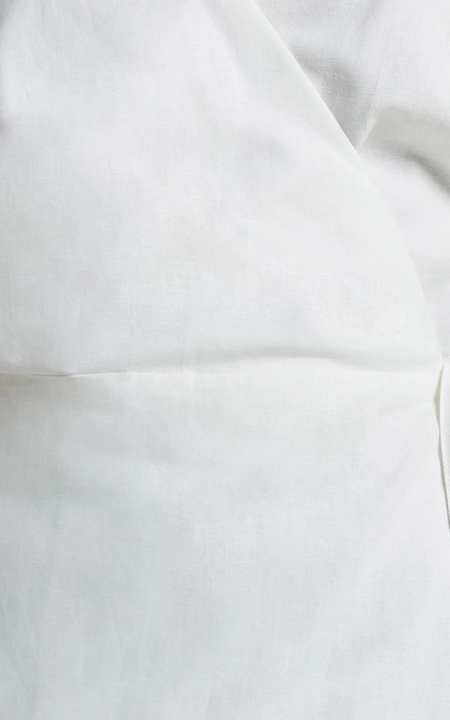 Amalie The Label - Santana Linen Blend Puff Sleeve Wrap Midi Dress in White