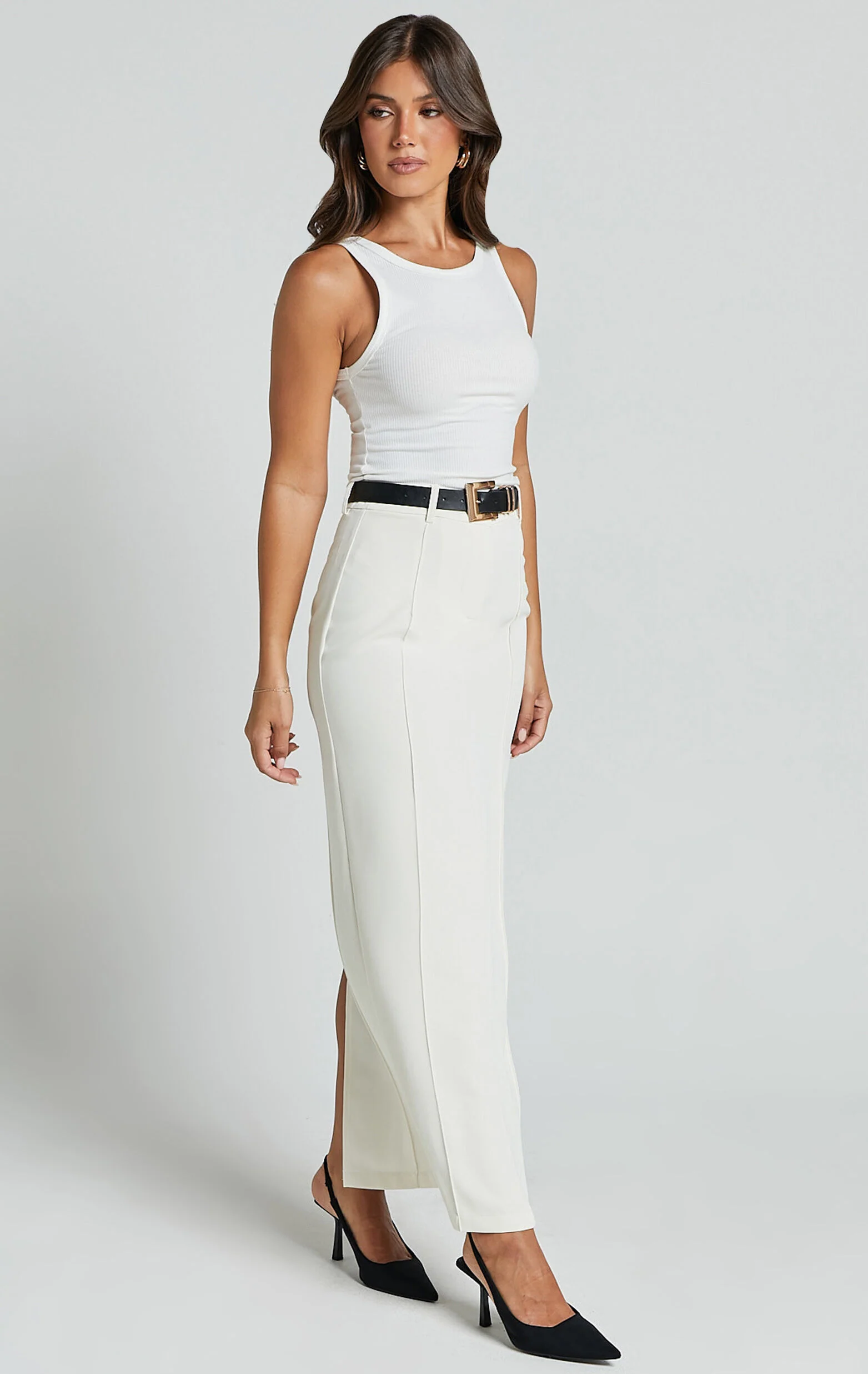 Stella Maxi Skirt - High Waisted Pencil Skirt in Stone