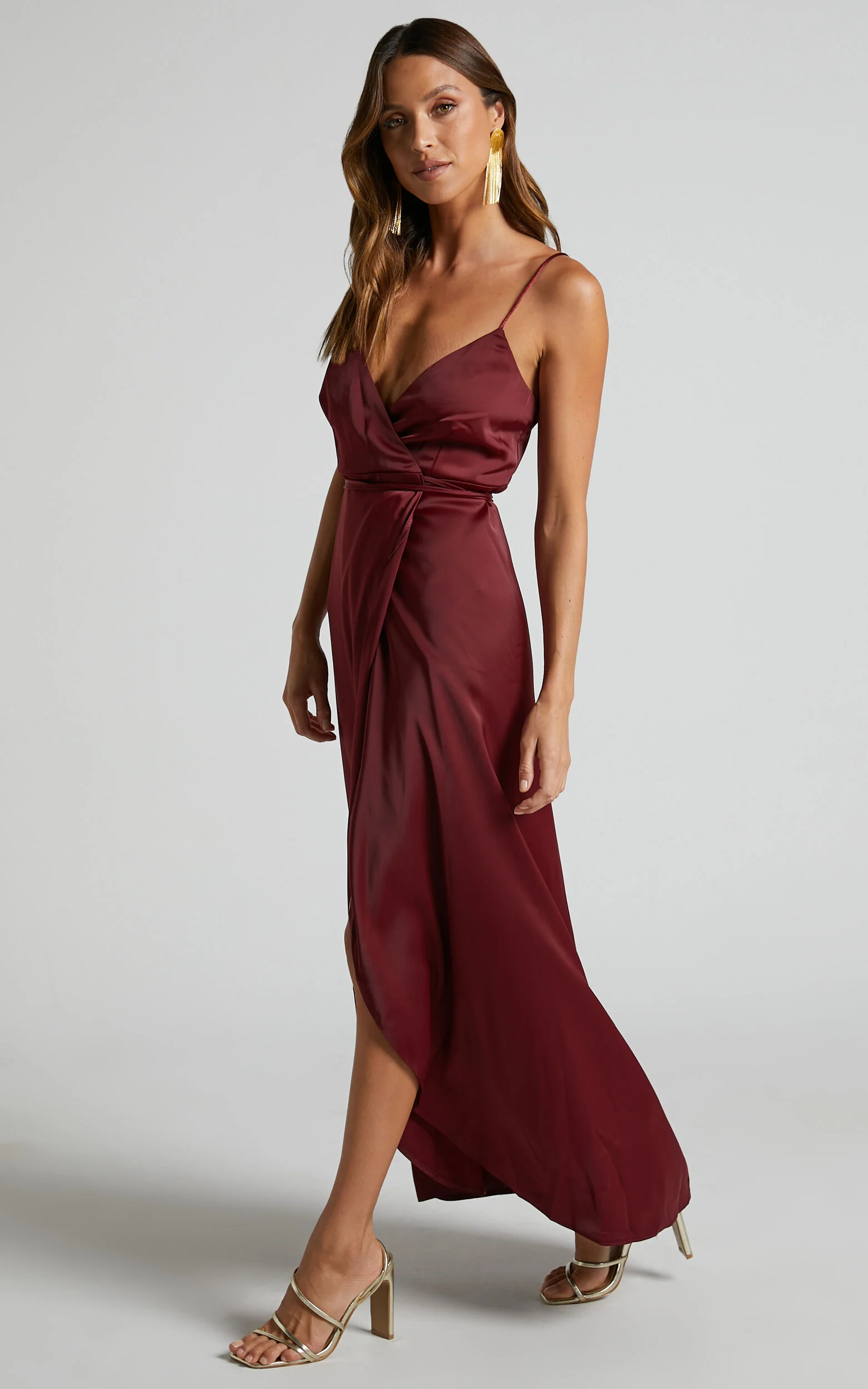 Mine Would Be You Midi Dress - Wrap Dress in Wine