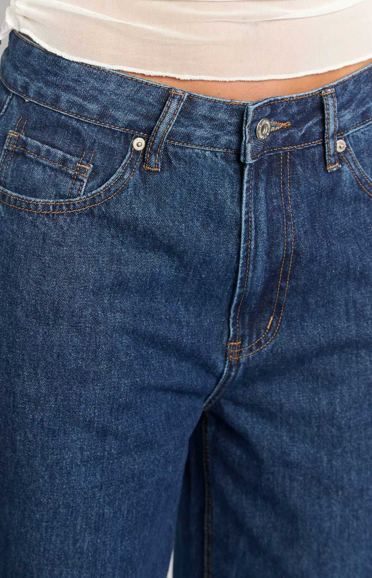 She's Yours Dark Wash Denim Wide Leg Boyfriend Jeans