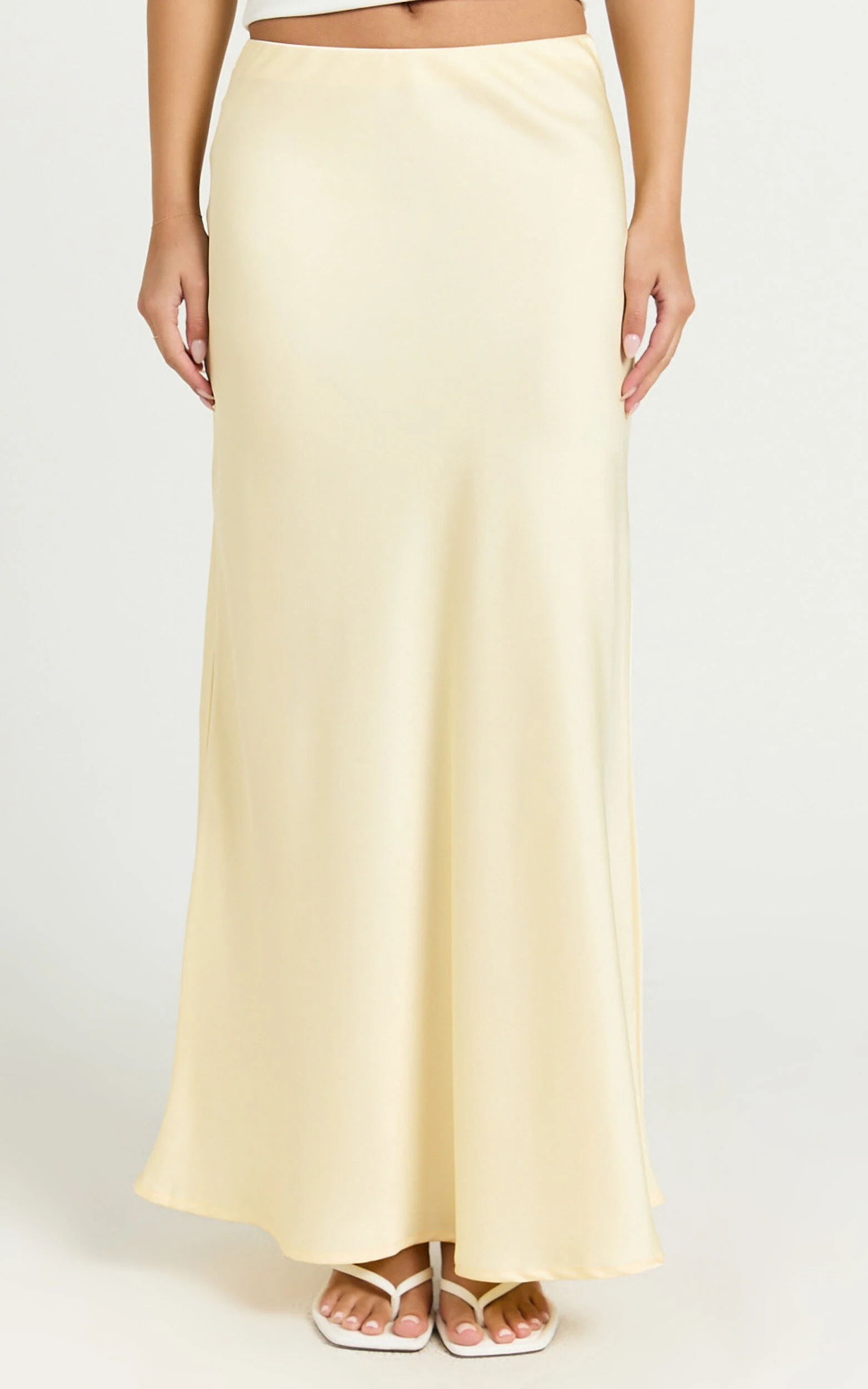 Amari Maxi Skirt - High Waisted Bias Cut Skirt in Lemon