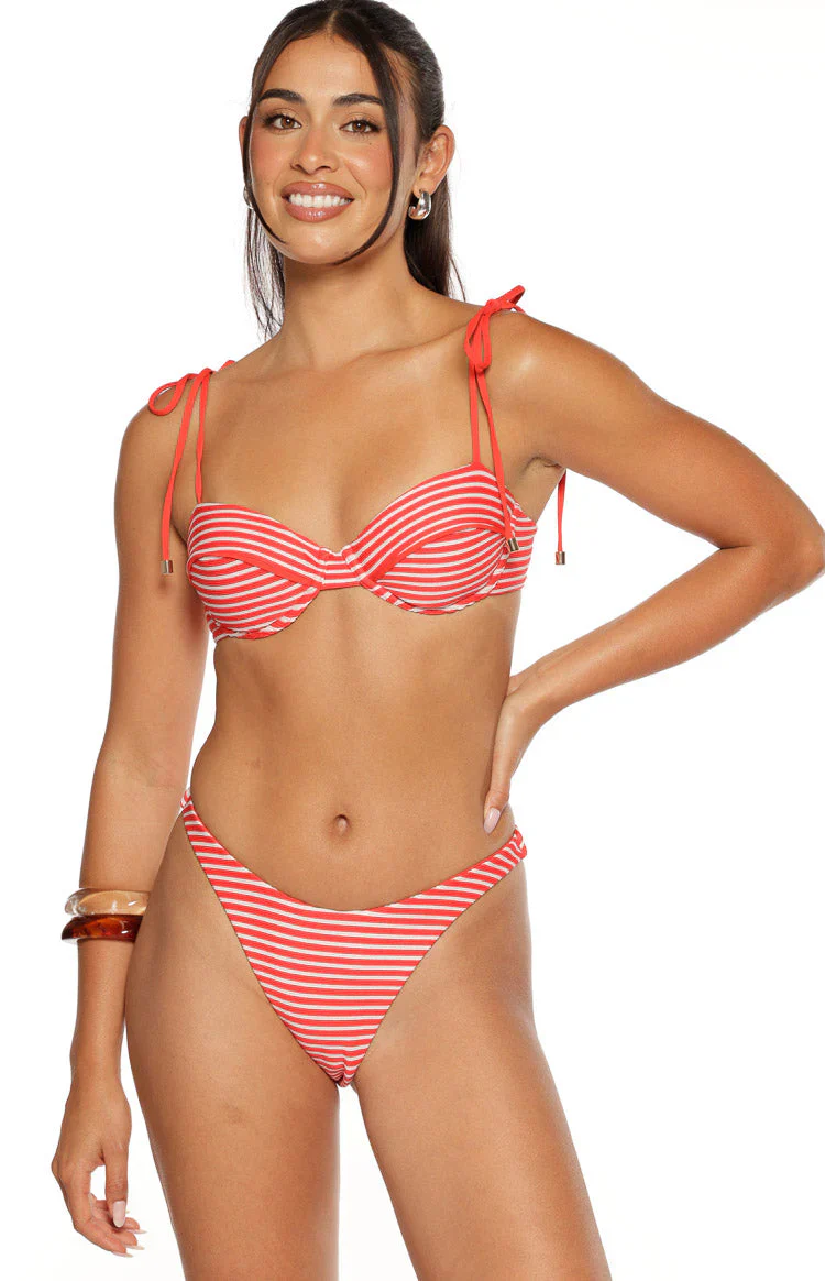 9.0 Swim Bianca Red Stripe Bikini Bottoms