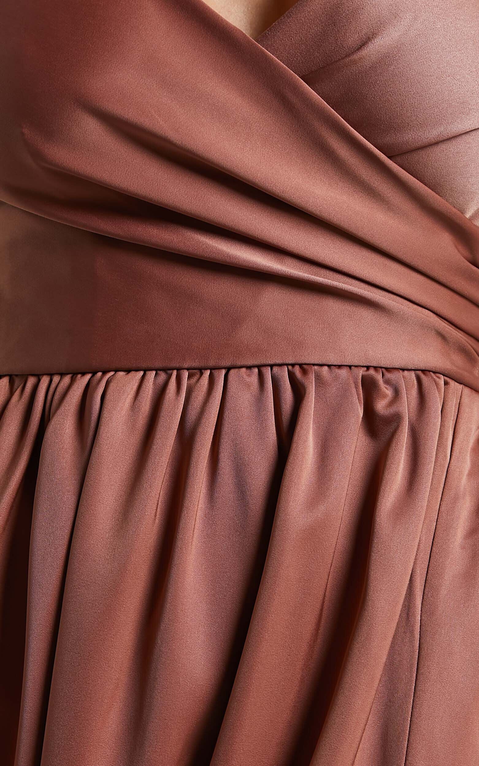 Revolve Around Me Midi Dress - V Neck Wrap Dress in Dusty Rose