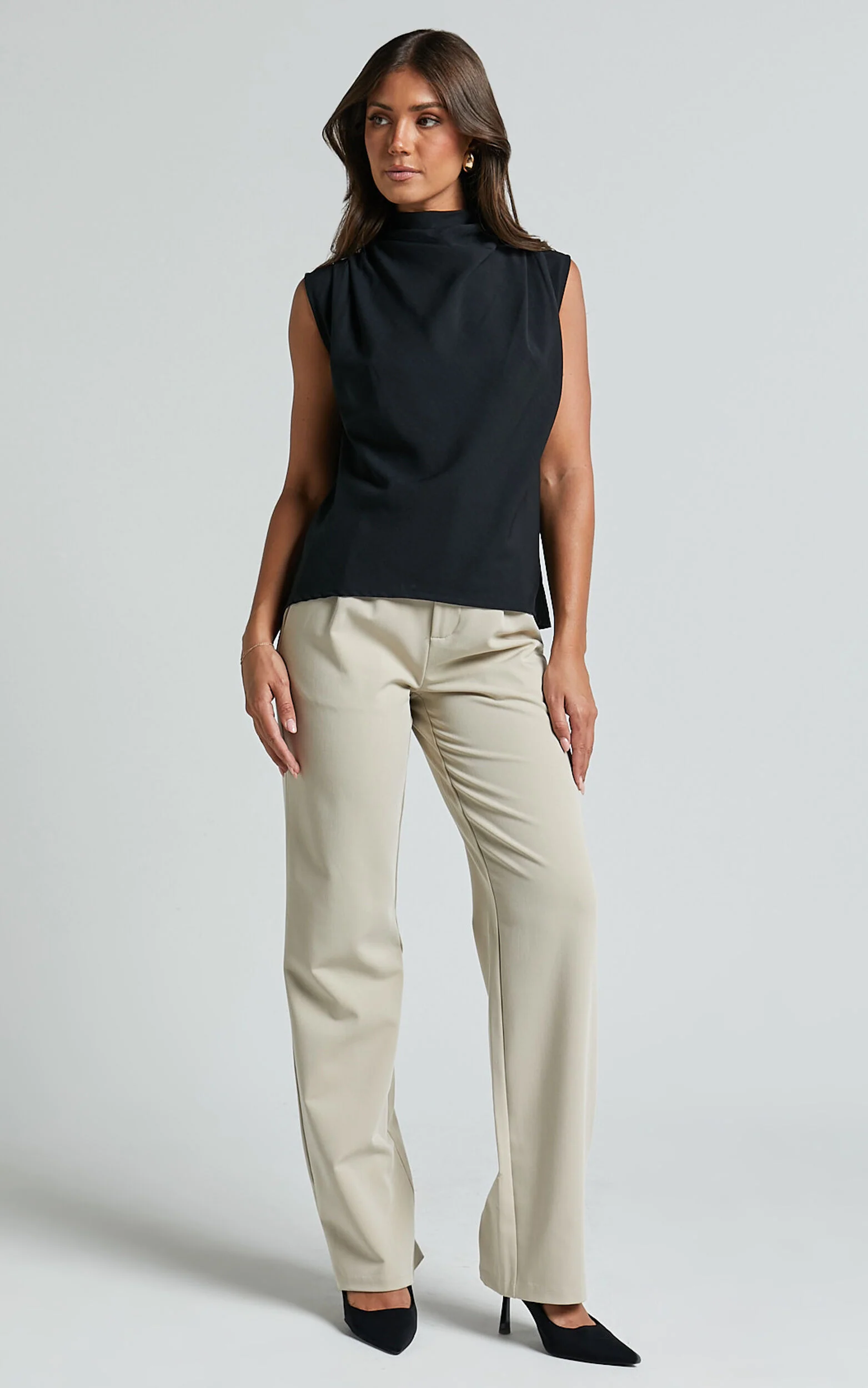 Arianae Top - High Neck Top in Black