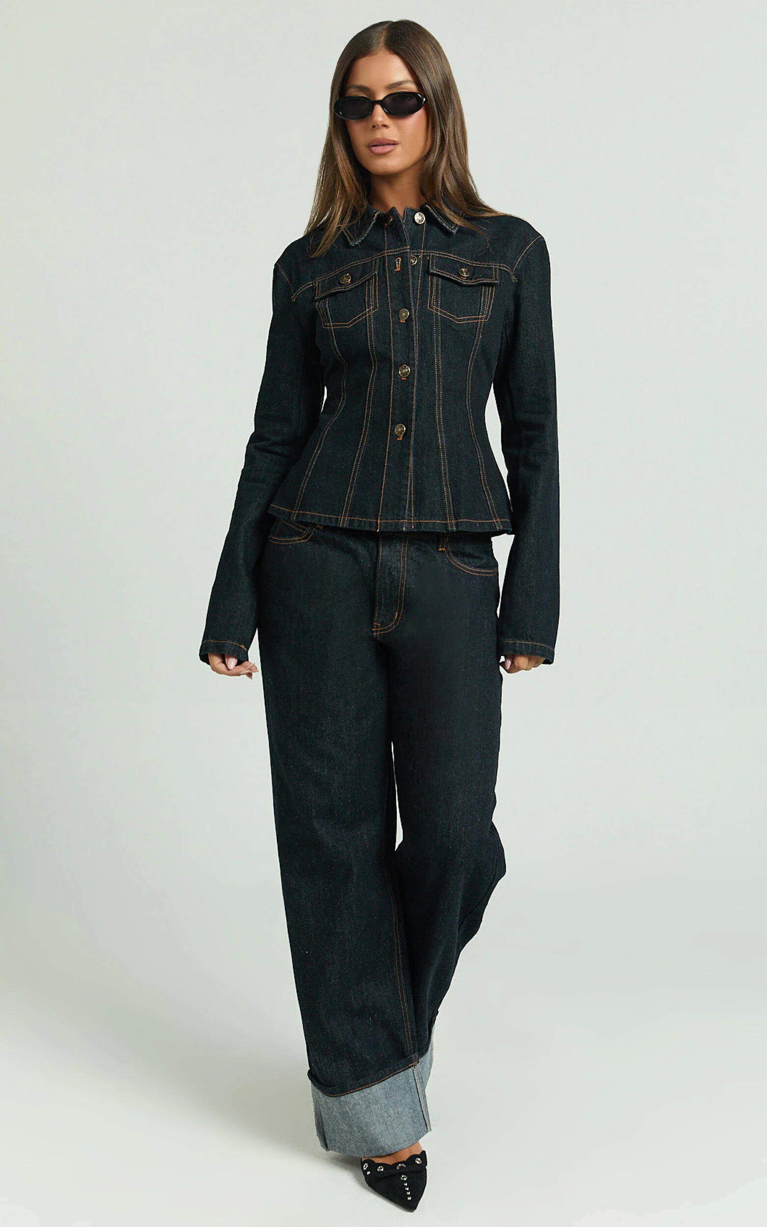 Lioness - Top Model Cuffed Jeans in Dark Denim