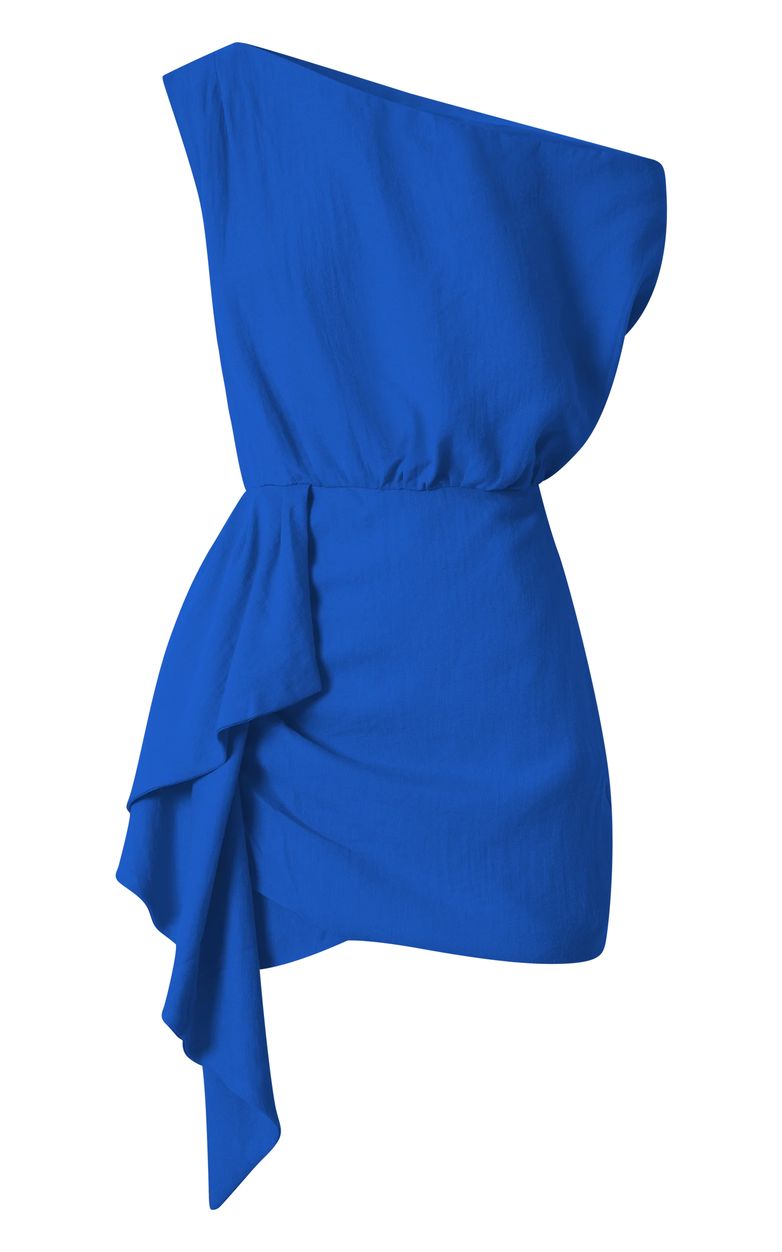Niana Mini Dress - Drape One Shoulder Dress in Blue