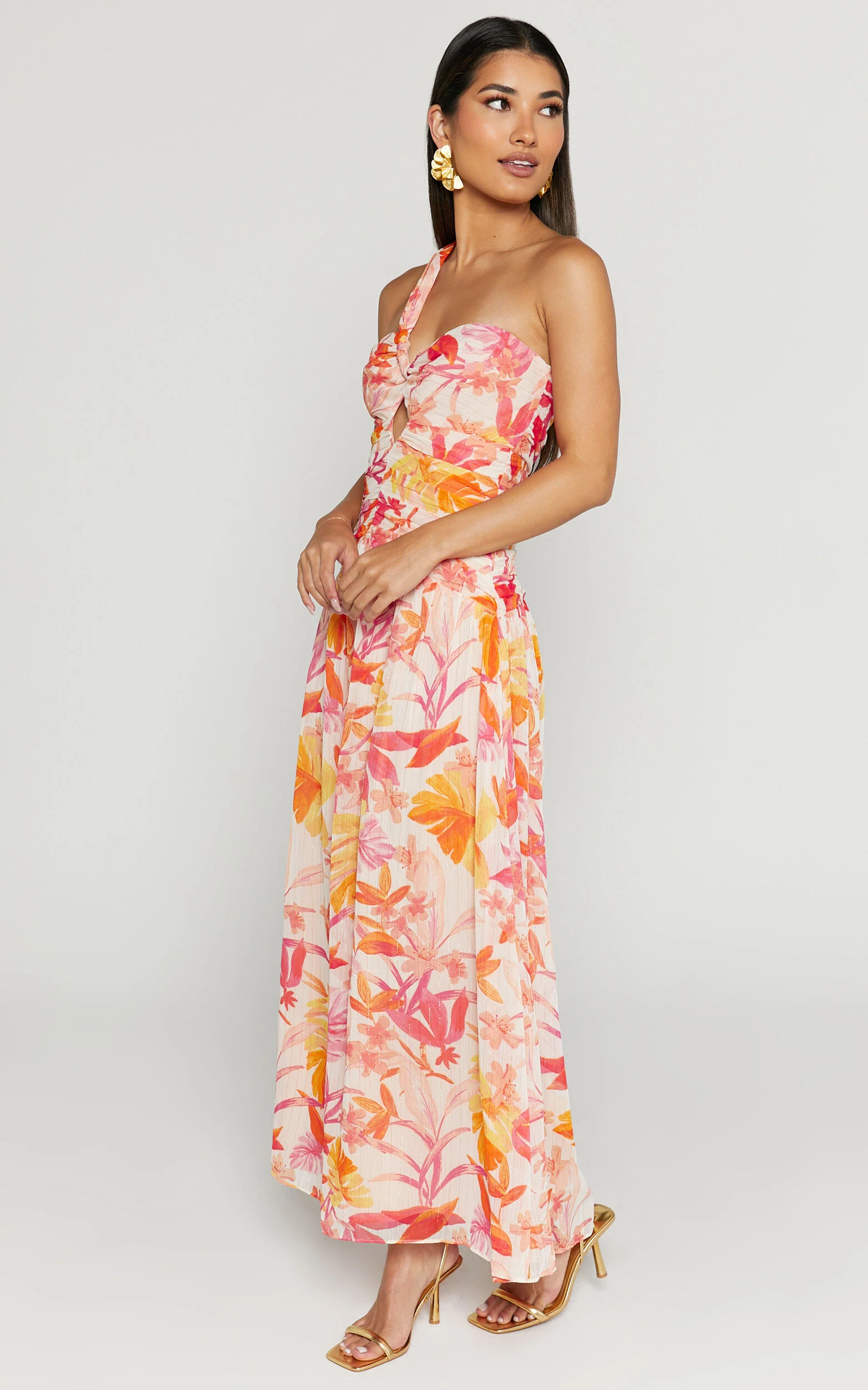 Ferlynn Maxi Dress - One Shoulder Sweetheart Dress in Multi