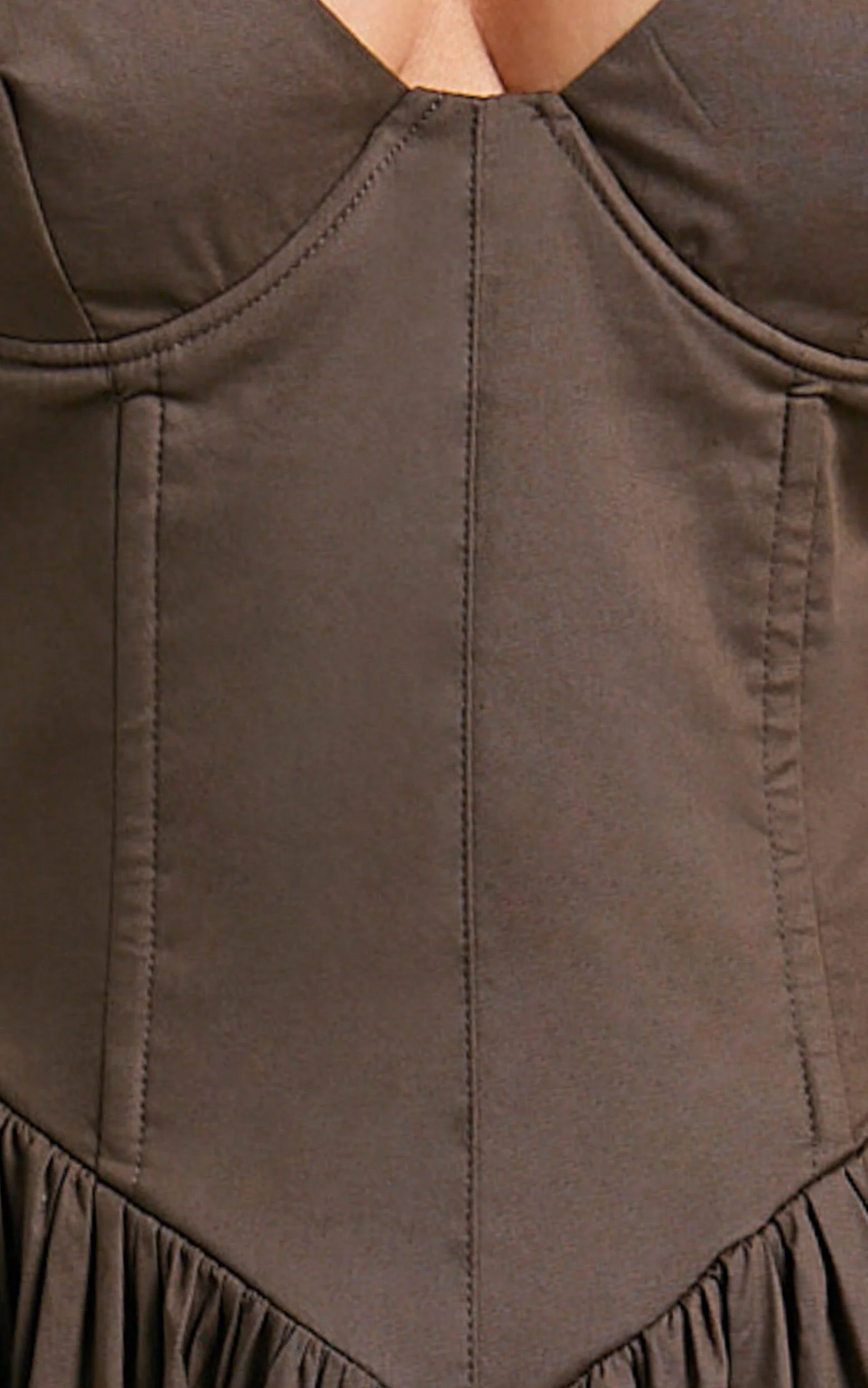 Beckett Midi Dress - Scoop Neck Drop V Waist Gathered Skirt Dress in Dark Chocolate