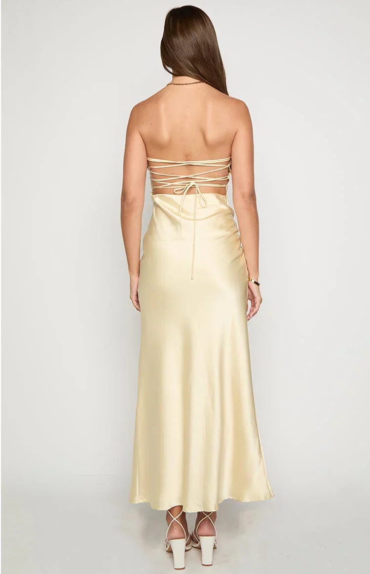 Mackenna Yellow Strapless Maxi Dress