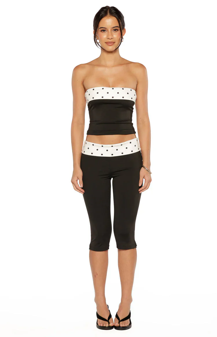 Reece Black Polka Dot Band Capris