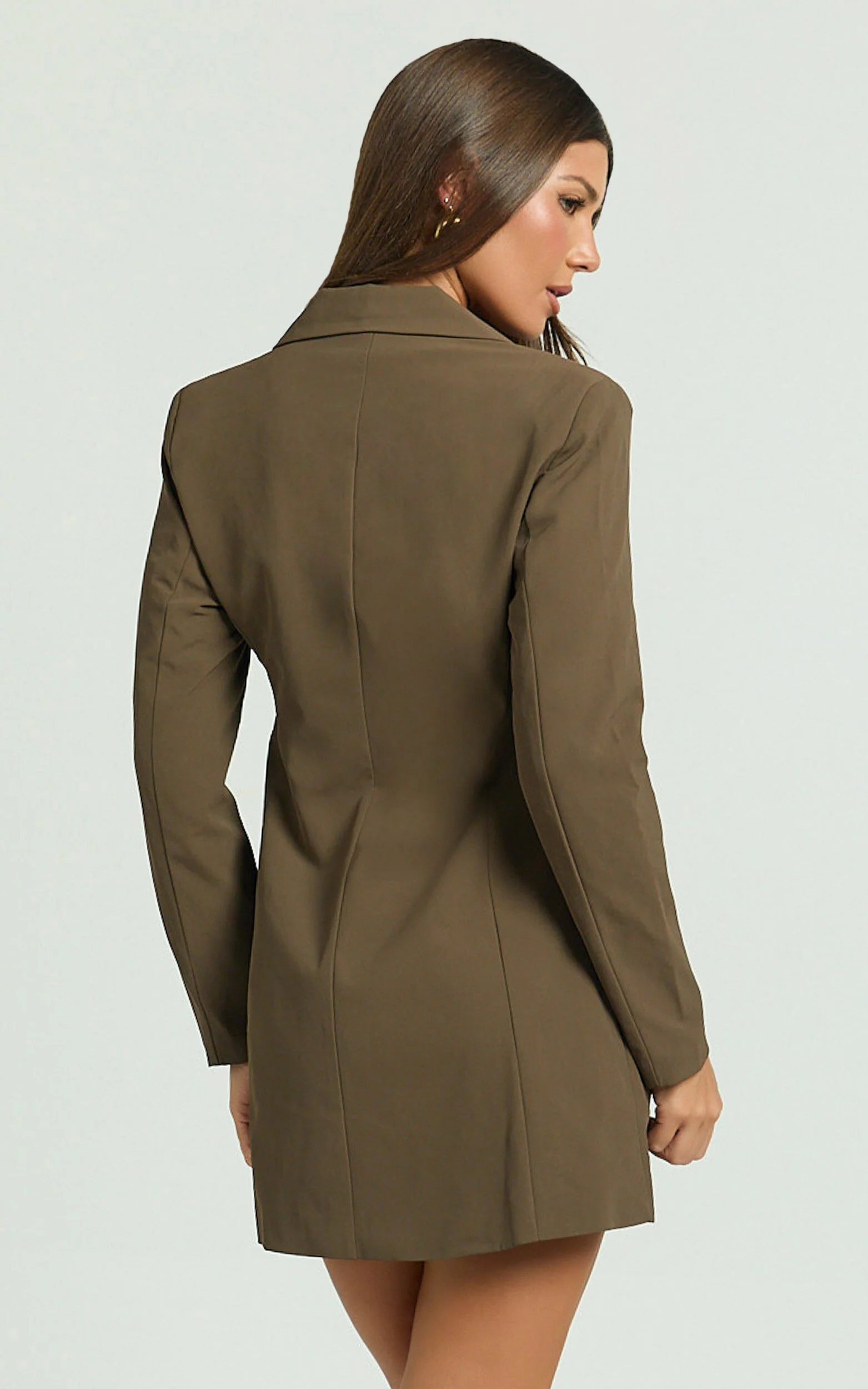 Amery Mini Dress - Button Front Blazer Dress in Chocolate