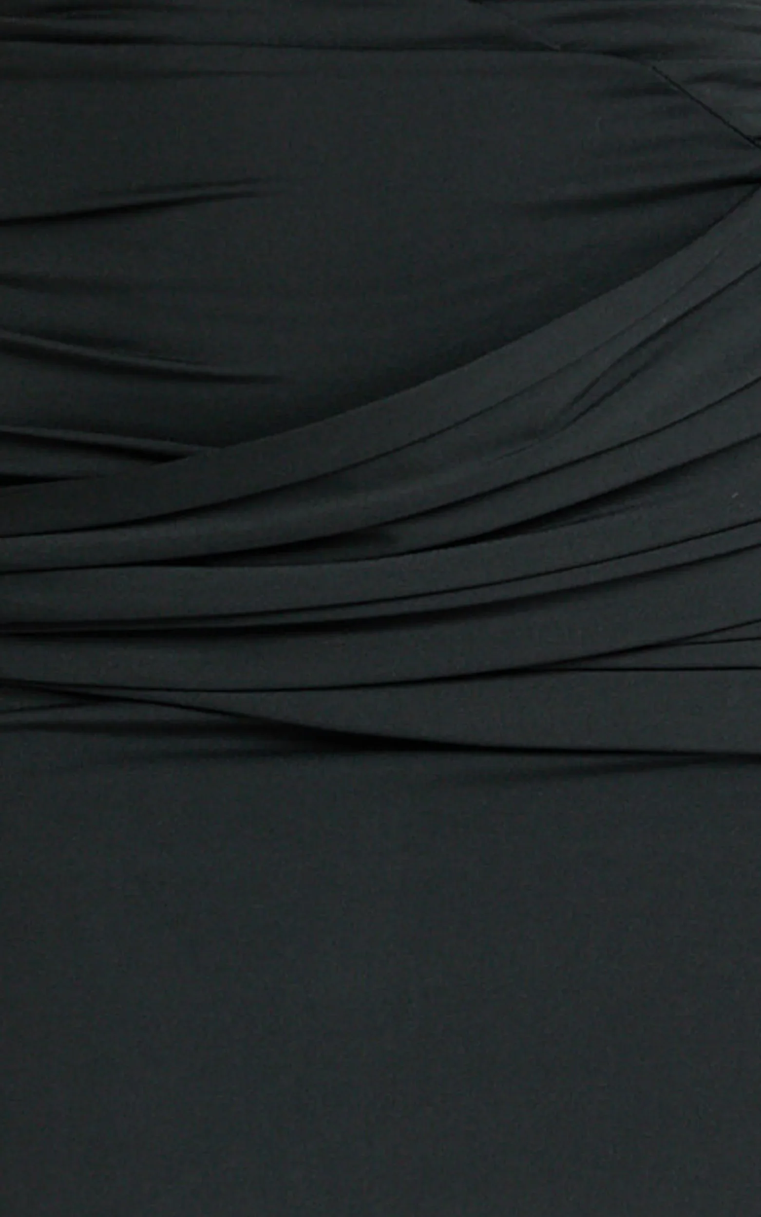 Ginny Maxi Dress - Asymmetric Neck Waist Tie Dress in Black