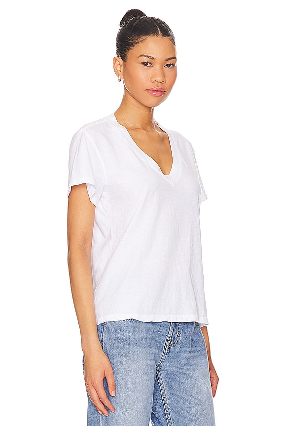 Cotton Boxy V Neck Tee