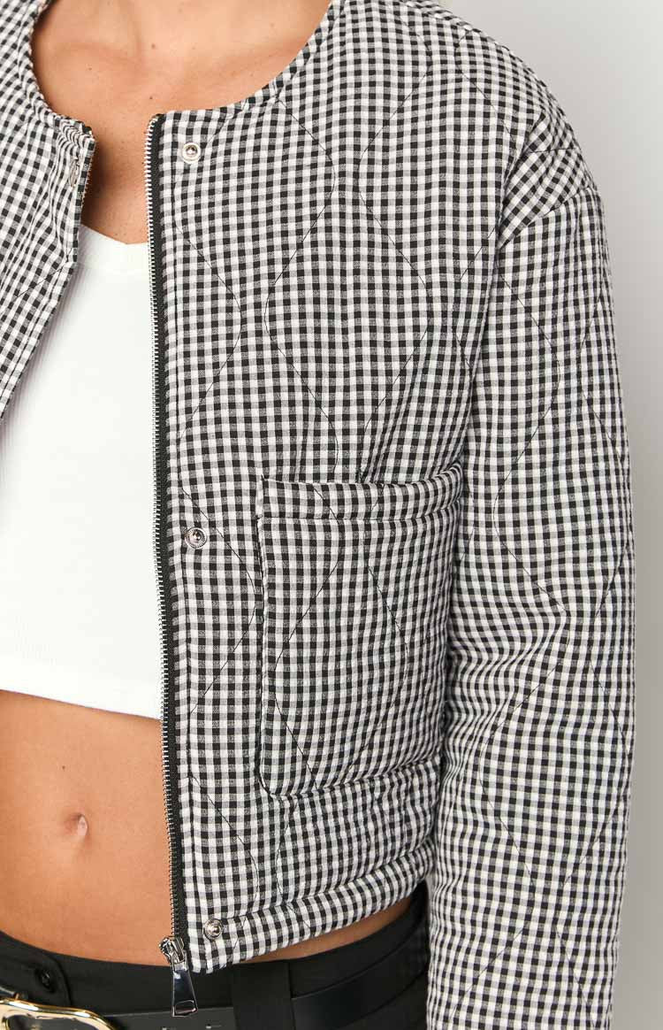 Lennie Black Gingham Quilted Jacket