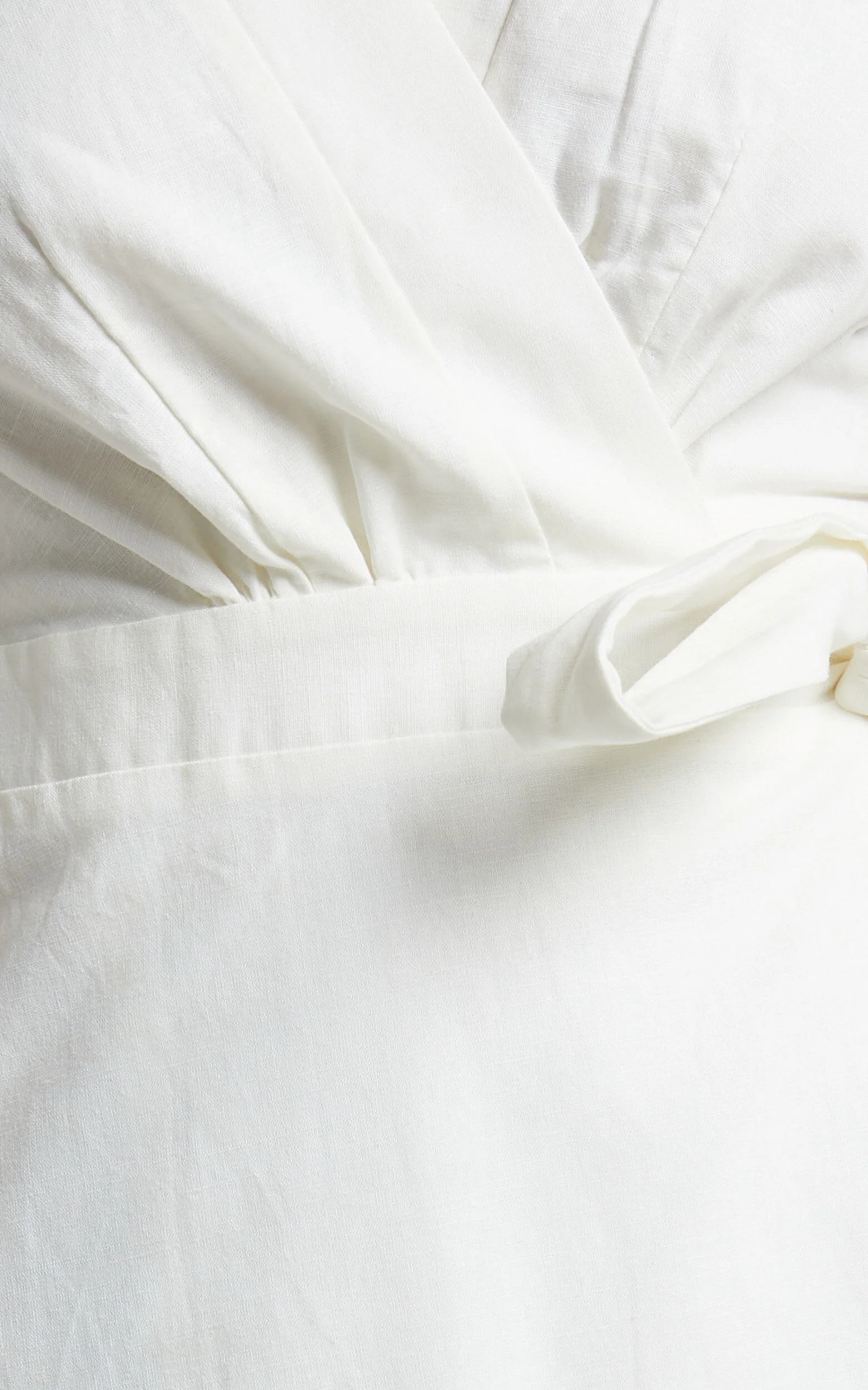 Amalie The Label - Palmer Linen Blend Frill Sleeve Wrap Dress in White