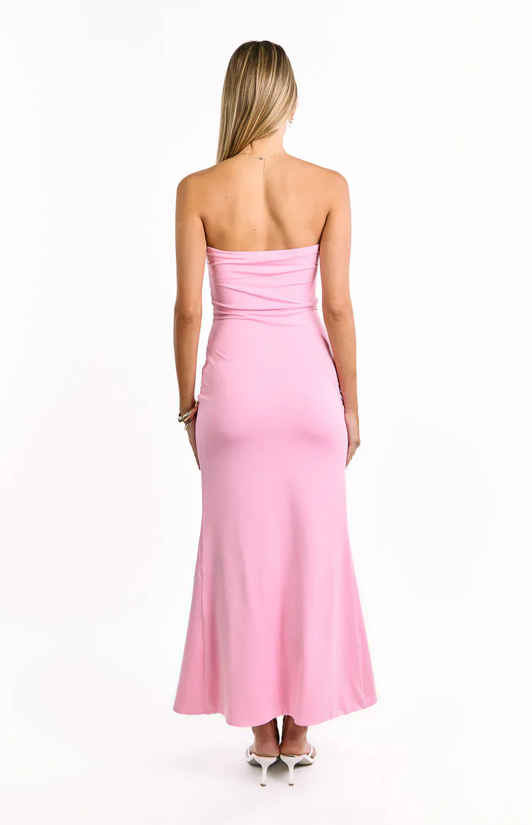 Danielle Pink Strapless Maxi Dress