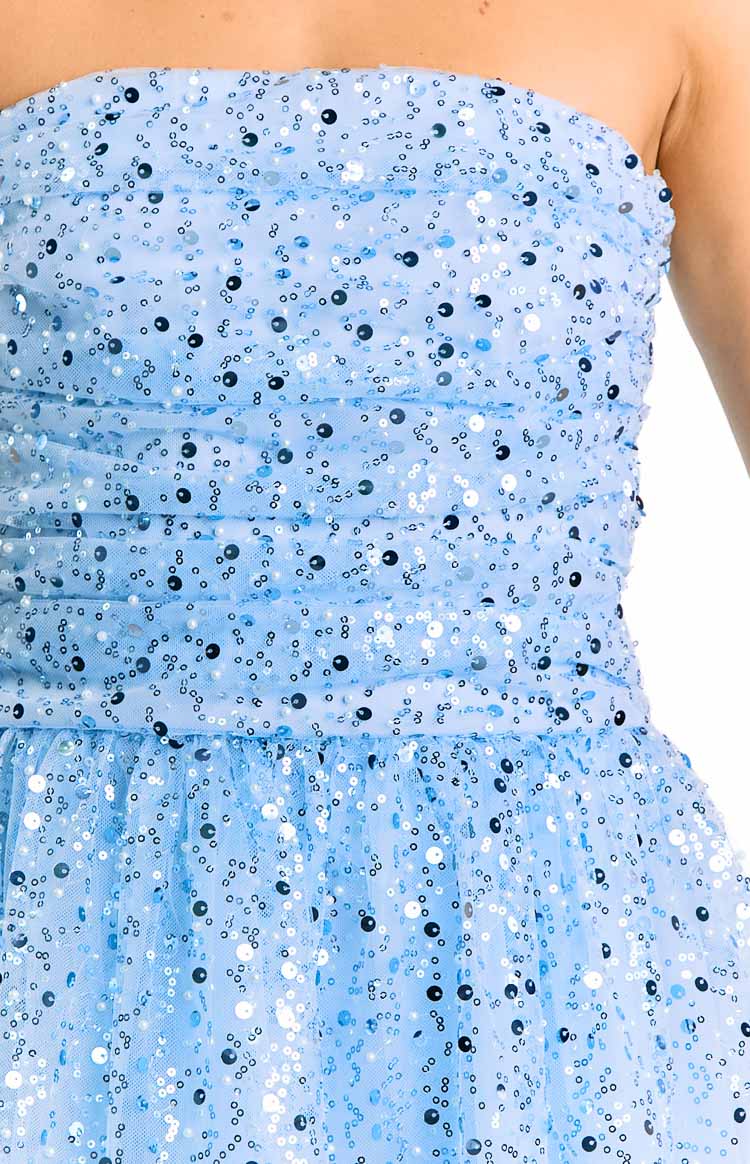 Luke Blue Sequin Strapless Party Mini Dress