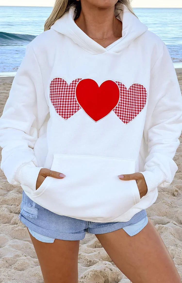 Beginning White And Red Heart Hoodie