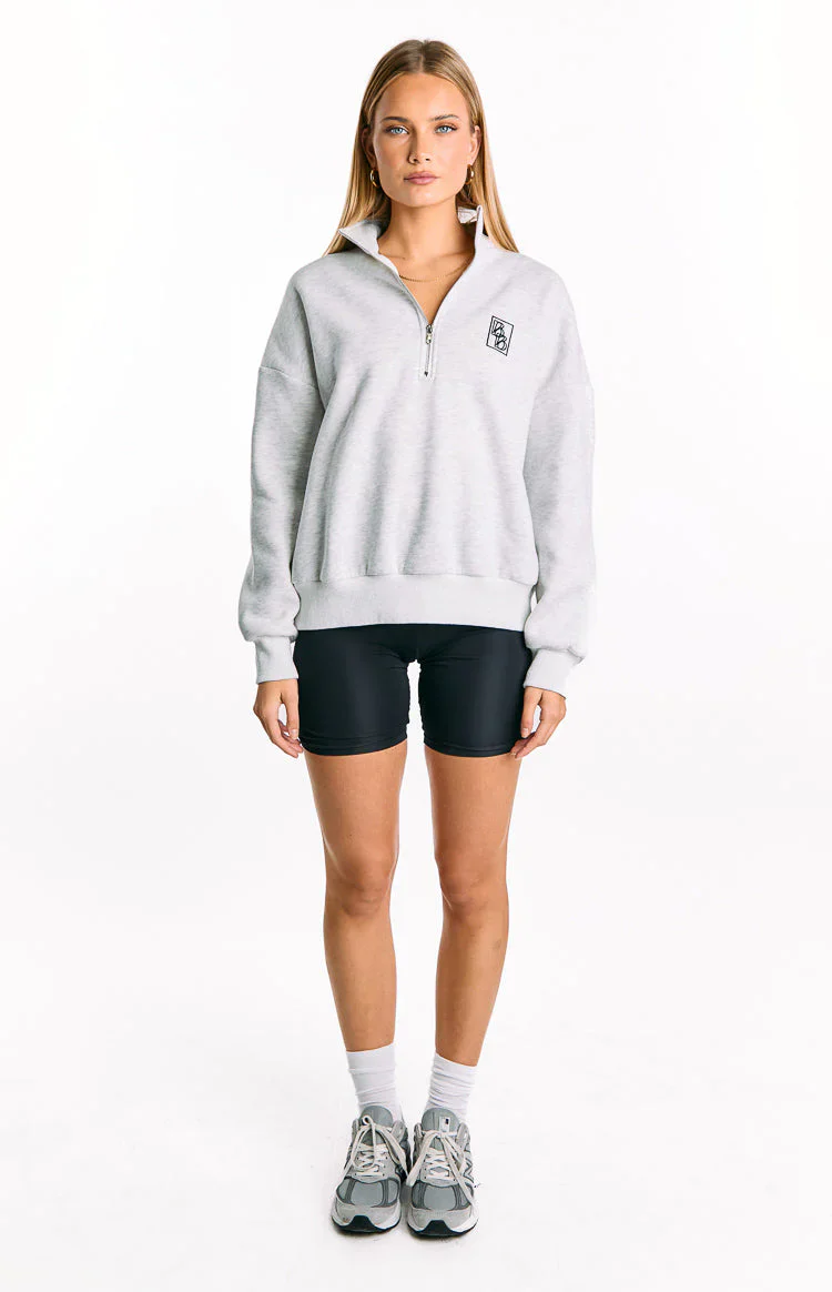 Yazmin Grey Marl Quarter Zip Jumper