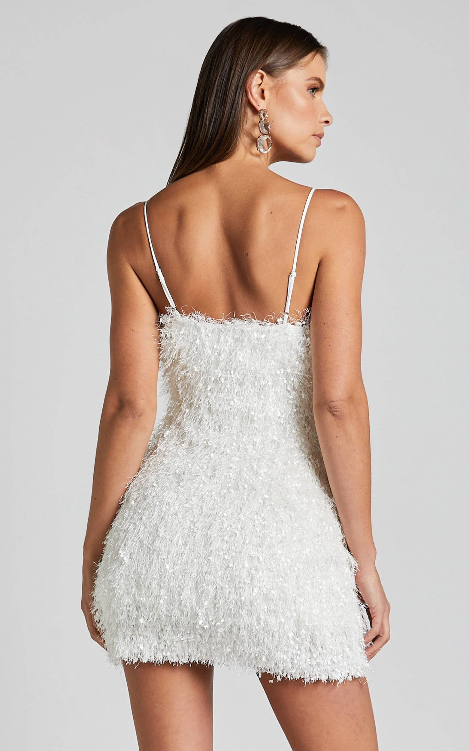 Reis Mini Dress - Textured Strapless Bodycon in White