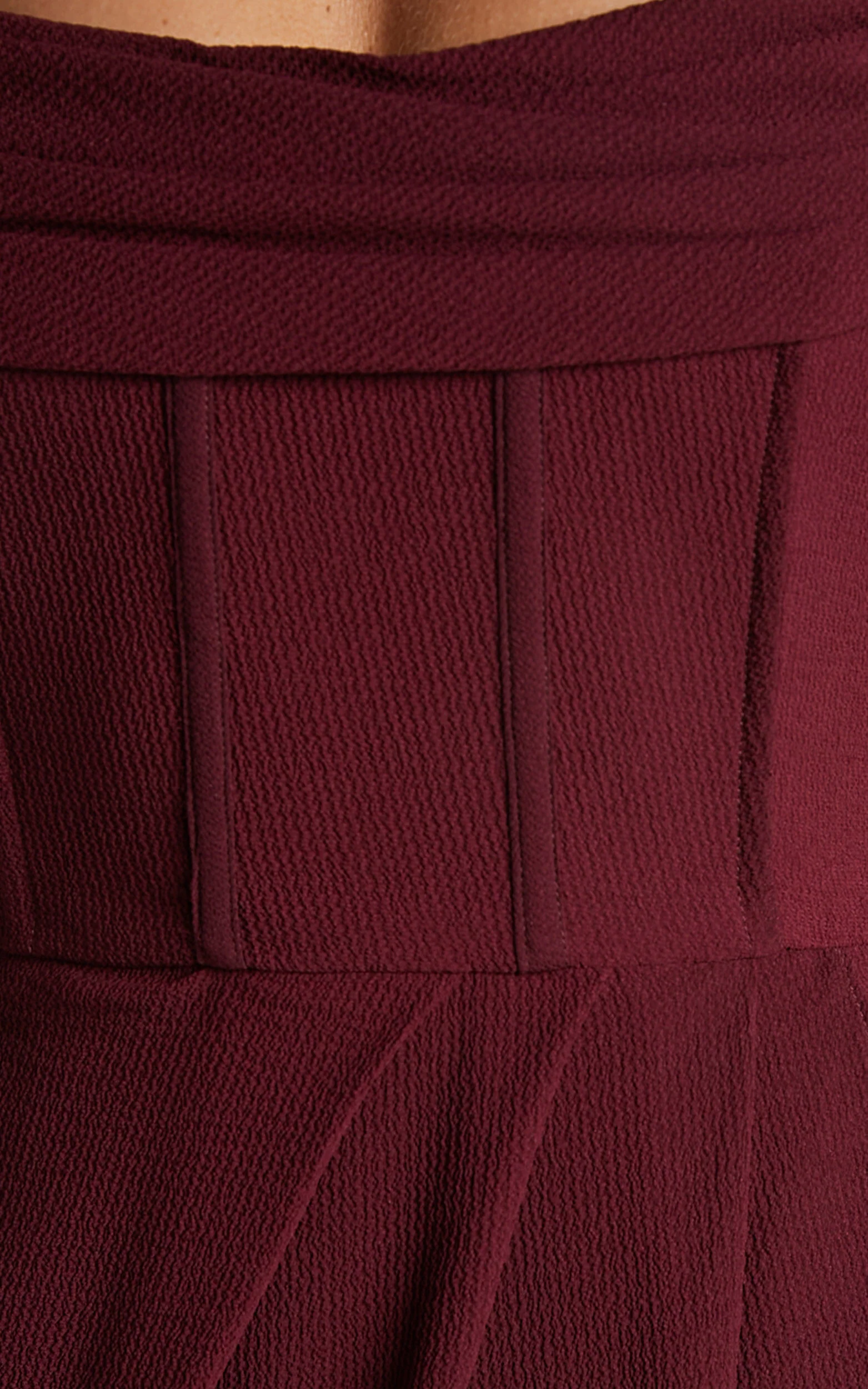 Andrina Midi Dress - High Low Wrap Corset Dress in Wine