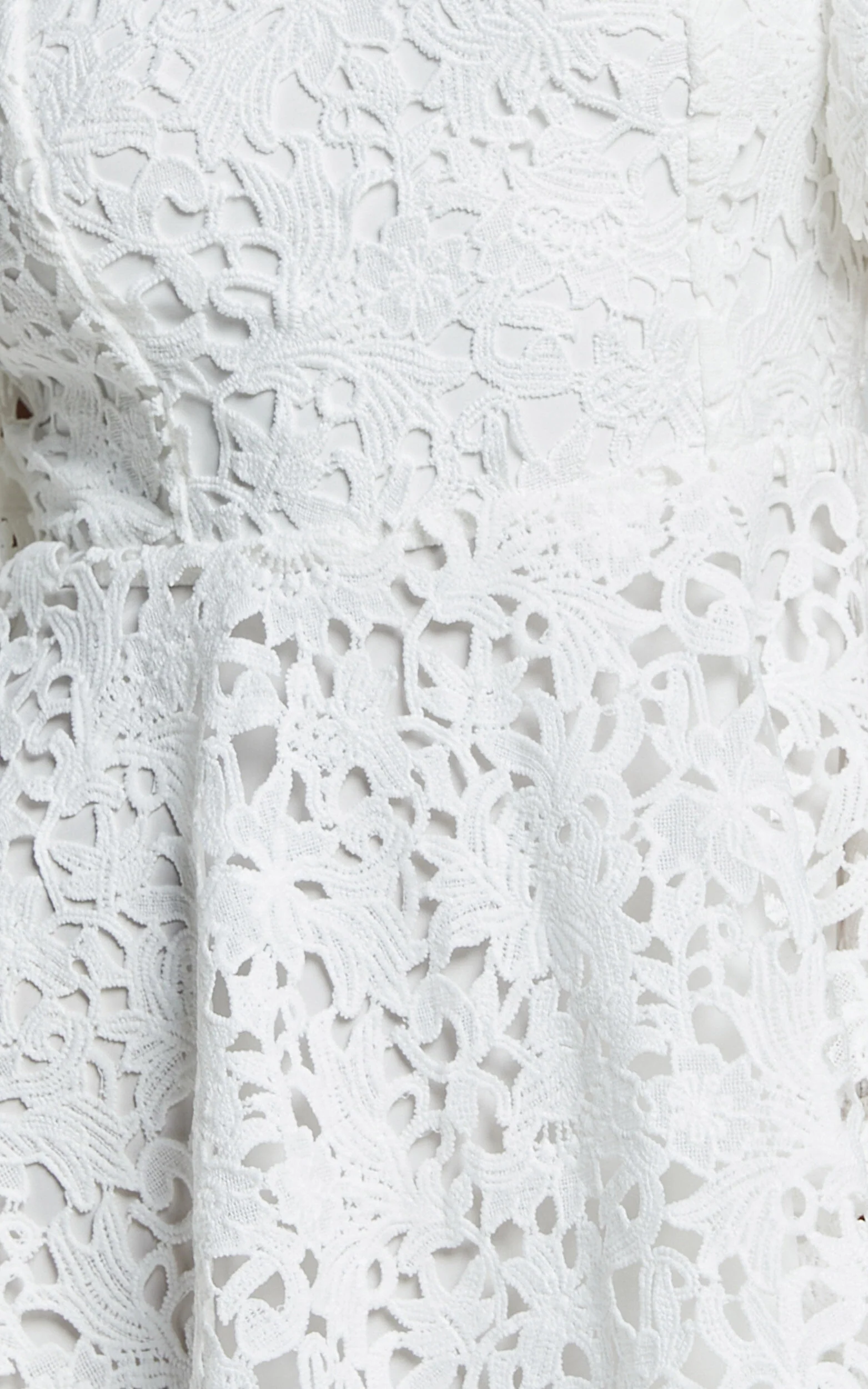 Marisole Mini Dress - A Line Flutter Sleeve Lace Dress in White