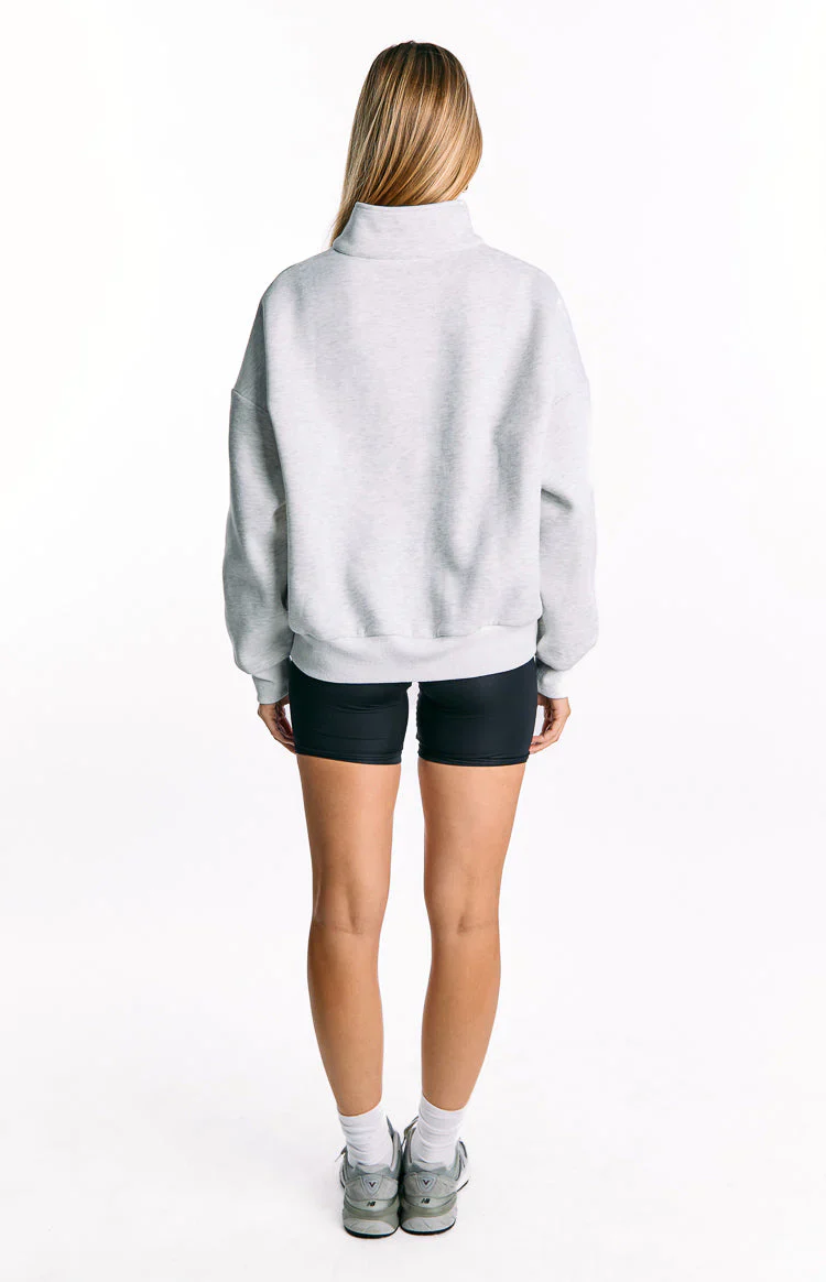 Yazmin Grey Marl Quarter Zip Jumper