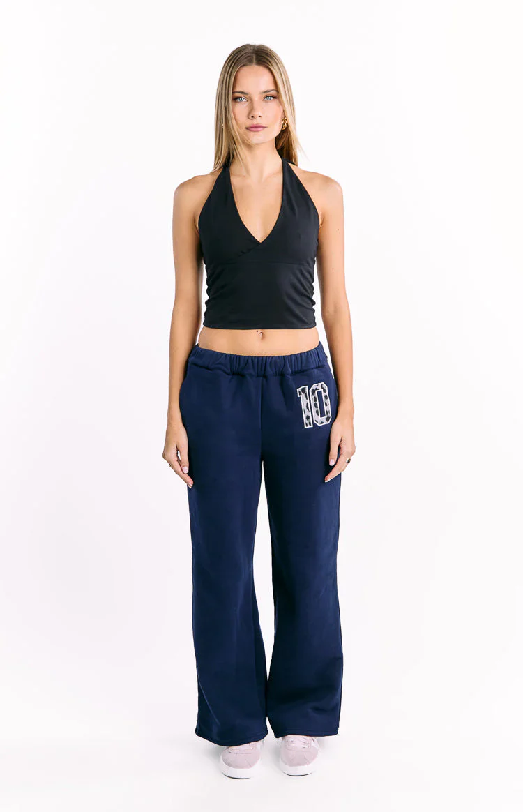 Dania Navy Leopard Star Track Pants