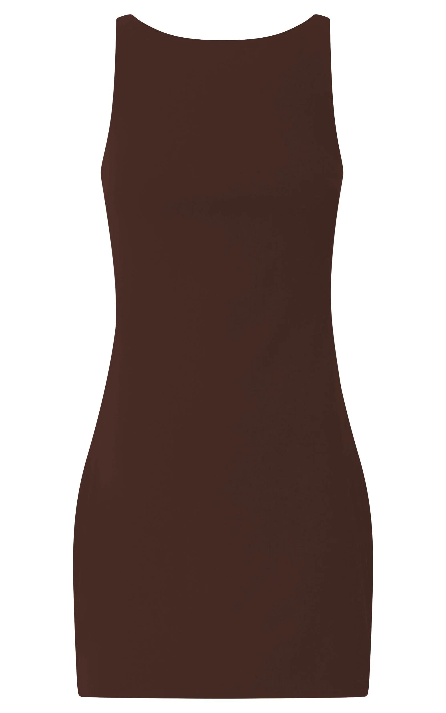 Bindi Boat Neck Bodycon Mini Dress in Chocolate