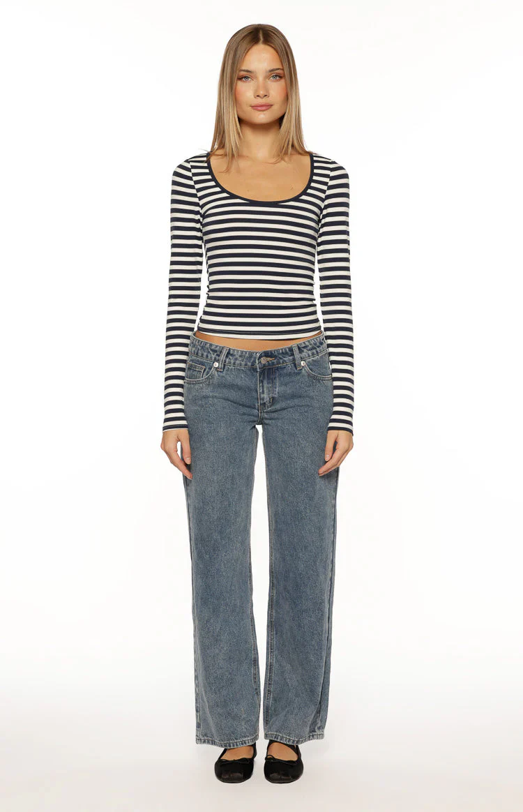 Ronney Navy Stripe Long Sleeve Top