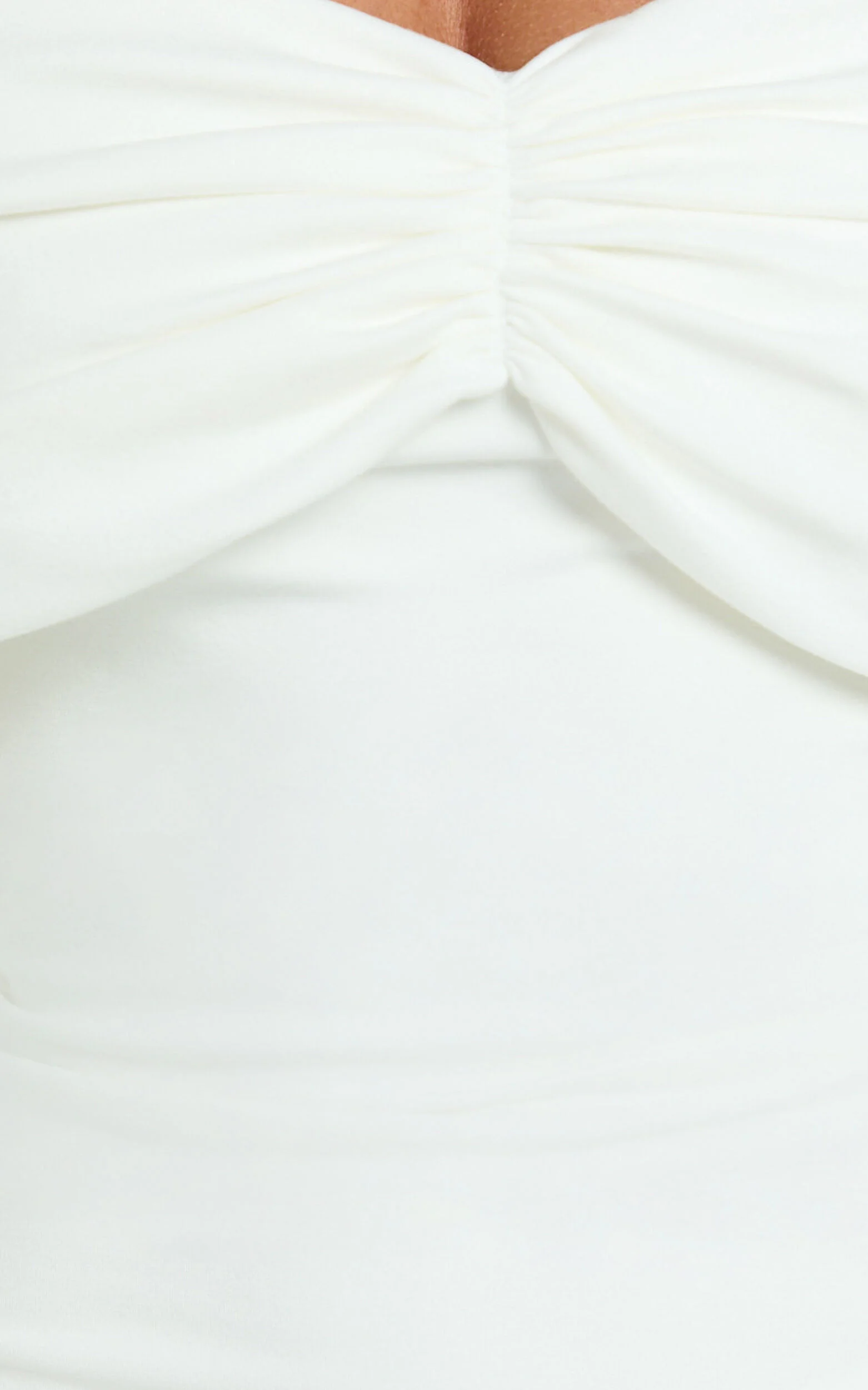 Rani Mini Dress - Off Shoulder Long Sleeve Bodycon Dress in Off White