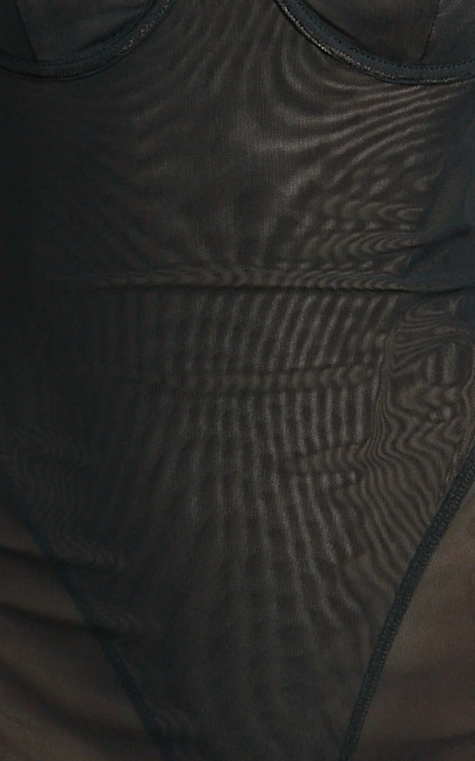 Laney Maxi Dress - Mesh Sweetheart Neck Bodycon Dress in Black