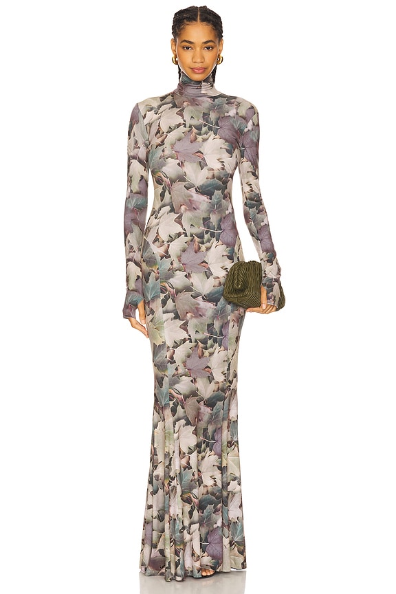 Long Sleeve Turtleneck Fishtail Gown