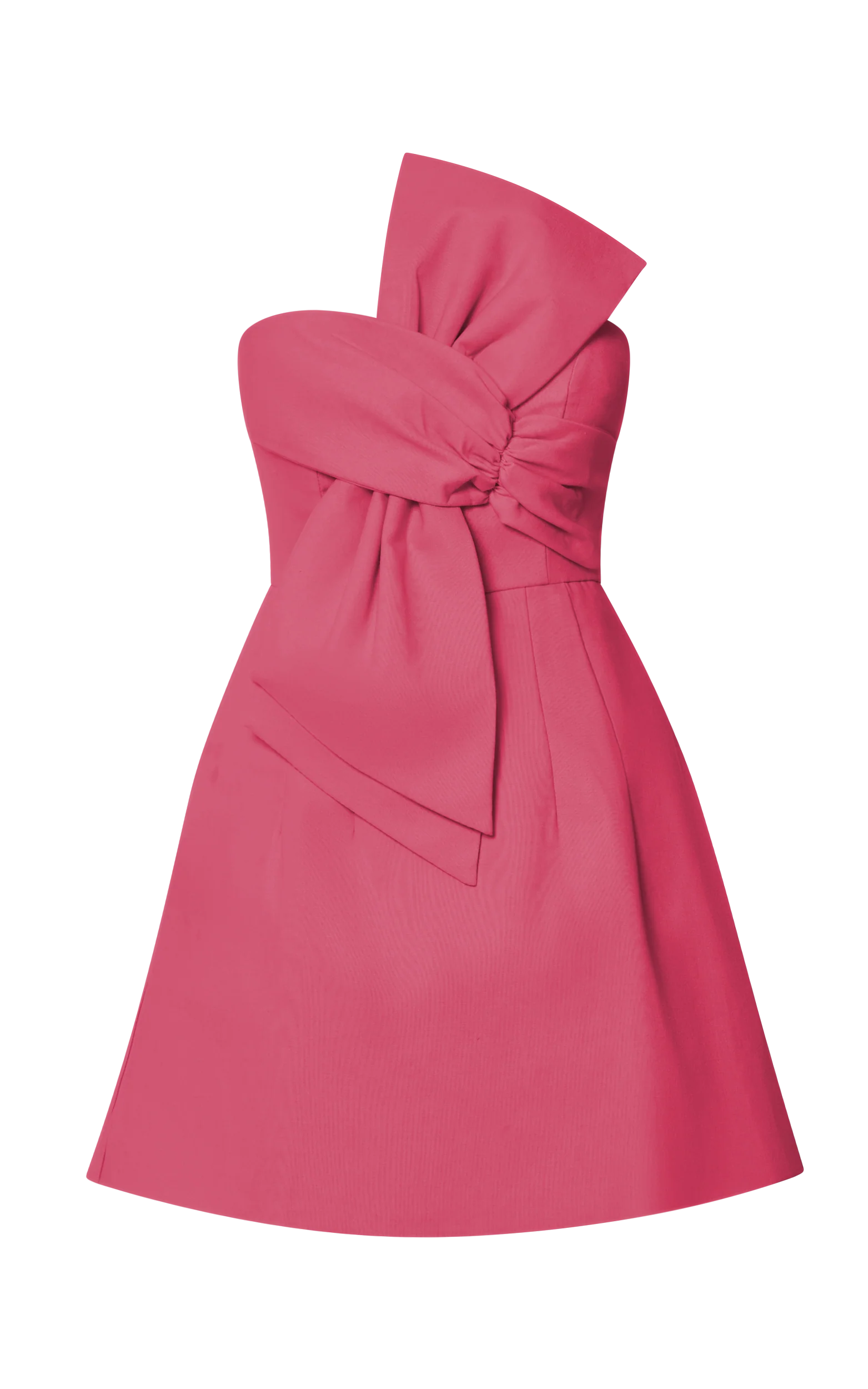 Chika Mini Dress - Linen Strapless Front Bow Dress in Peony Pink