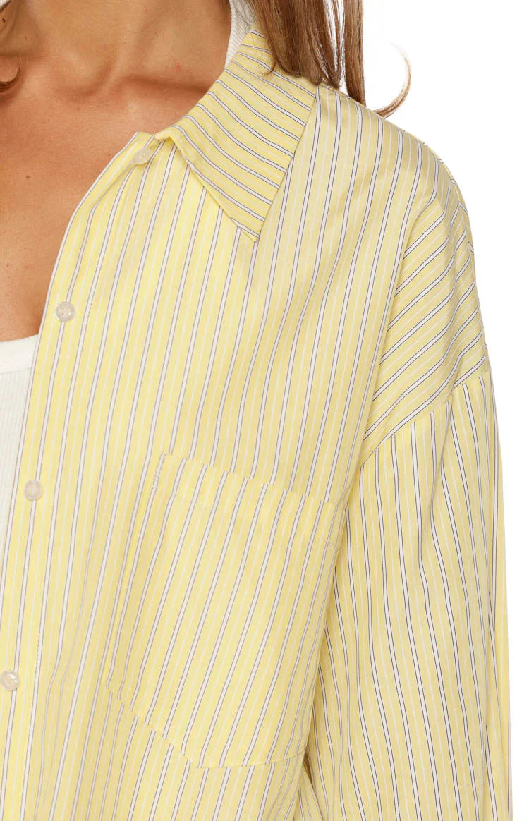James Yellow Stripe Button up Long Sleeve Shirt