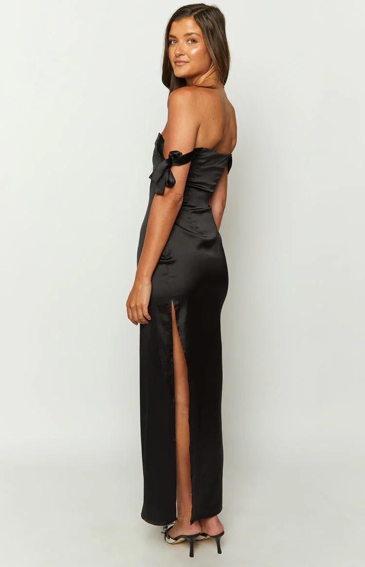 Sheridan Black Satin Maxi Dress