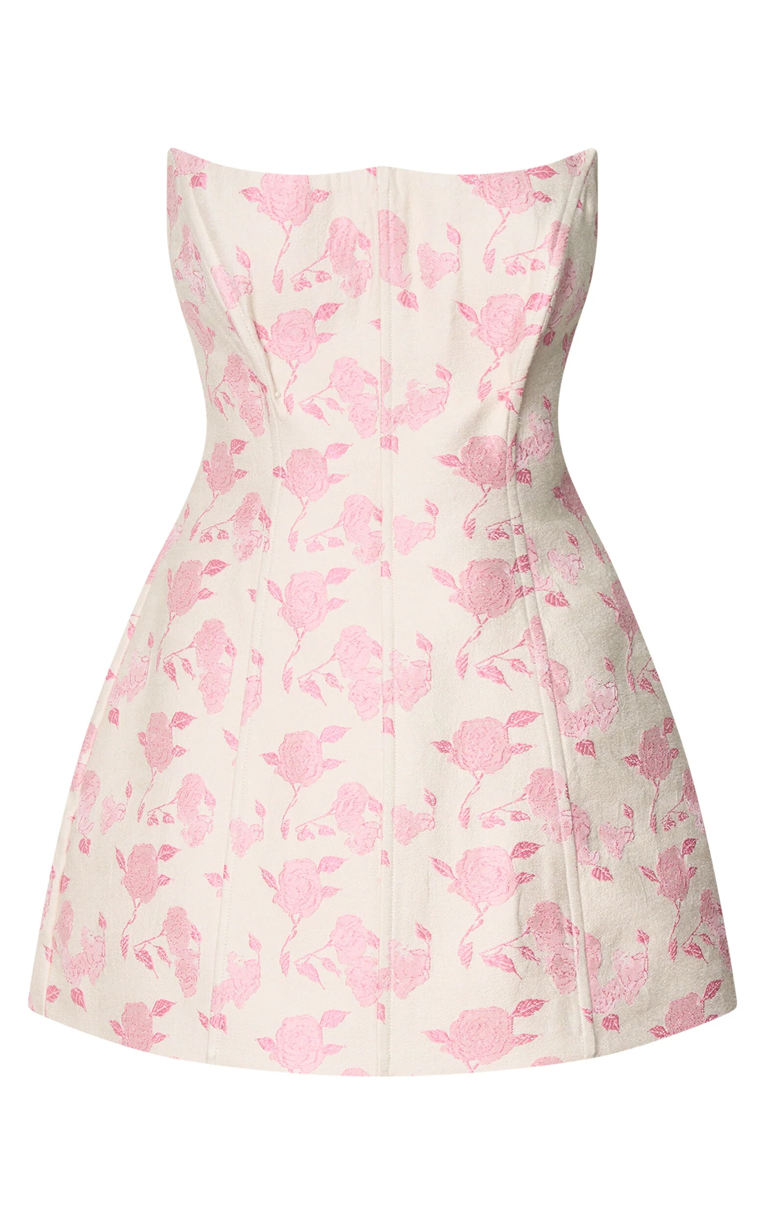 Reece Mini Dress - Strapless Fitted Bodice Tulip Skirt Brocade Dress in Pink