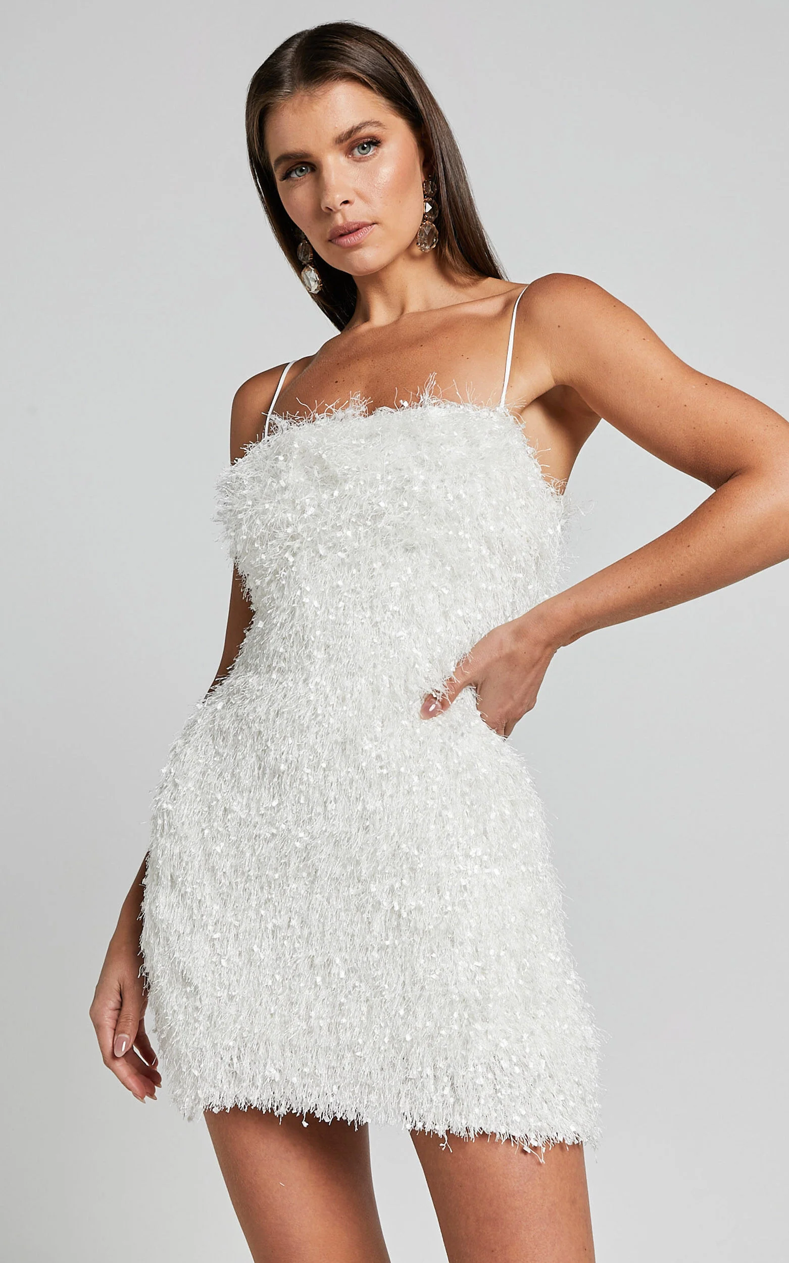 Reis Mini Dress - Textured Strapless Bodycon in White