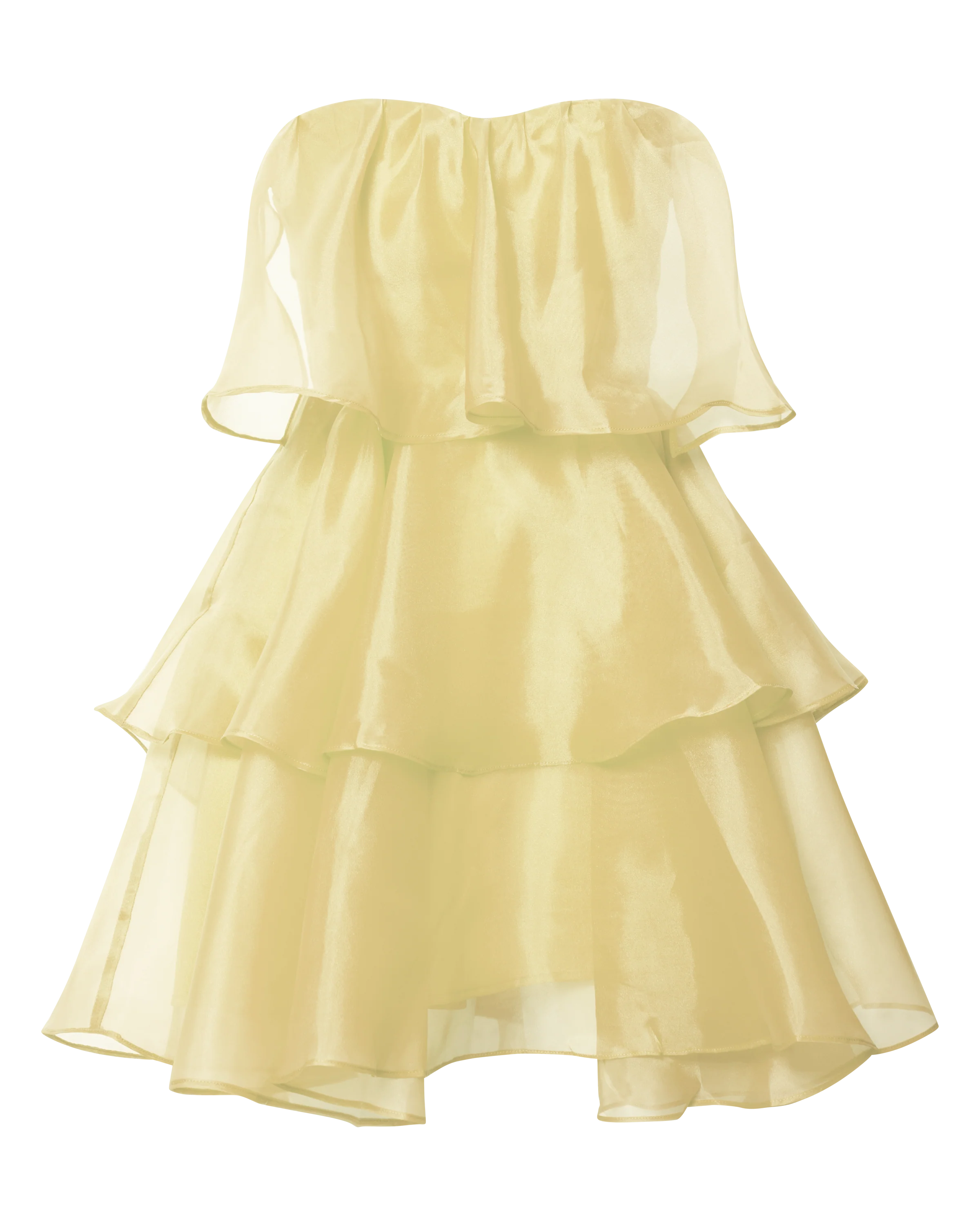 Ritta Mini Dress - Strapless Layered Dress in Yellow